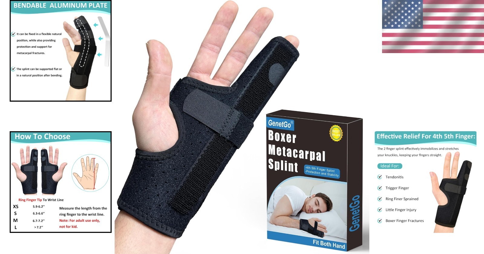 Pinky Finger Splint, Metacarpal Splint Finger Brace for 4th Ring & 5th Little…