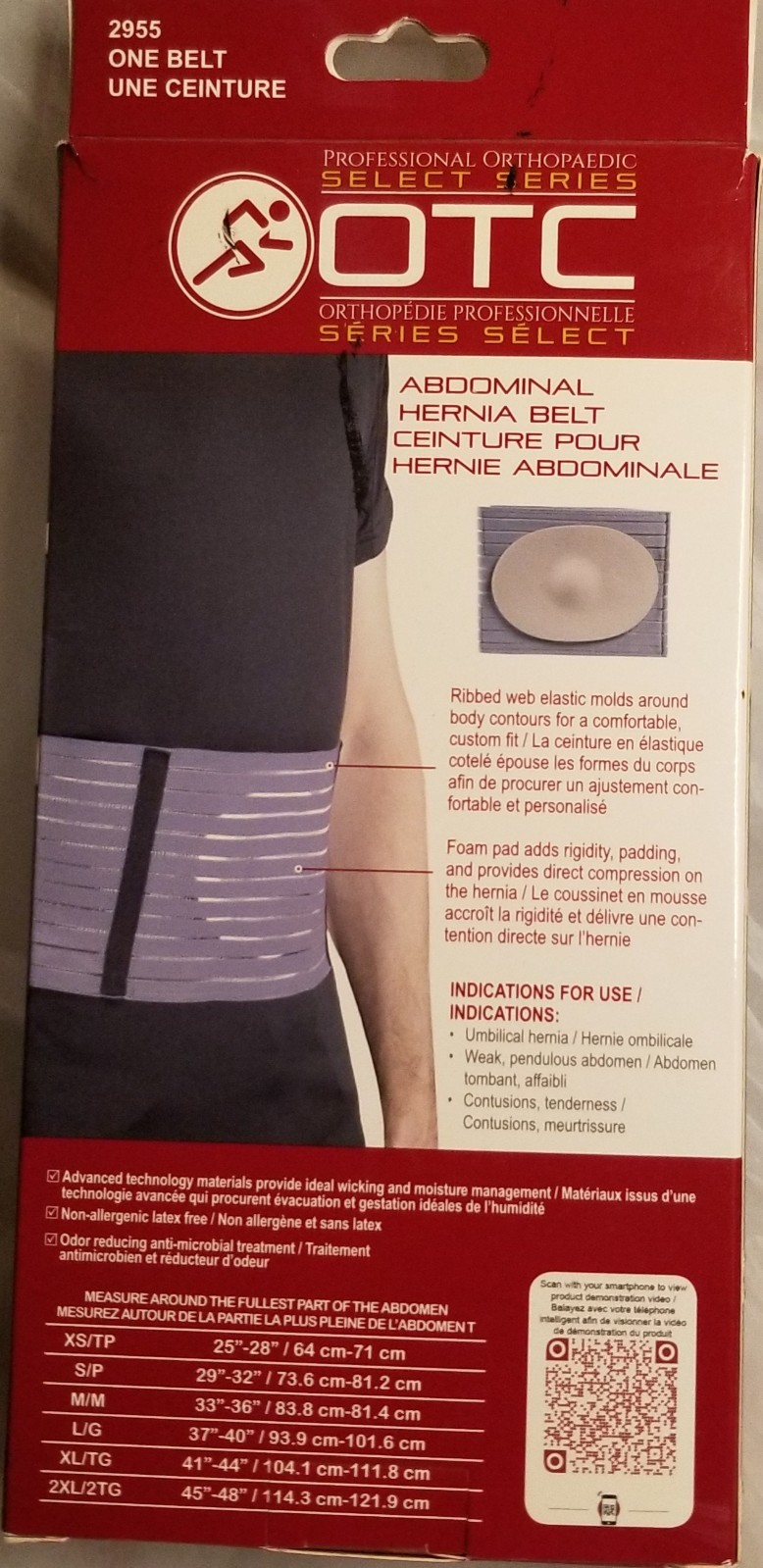 OTC Select Series Abdominal Hernia Belt, XL – Medium Support, Latex Free, NIB