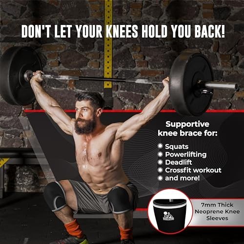 Knee Sleeves 7mm Neoprene Compression for Weightlifting Squats Powerlifting Gym