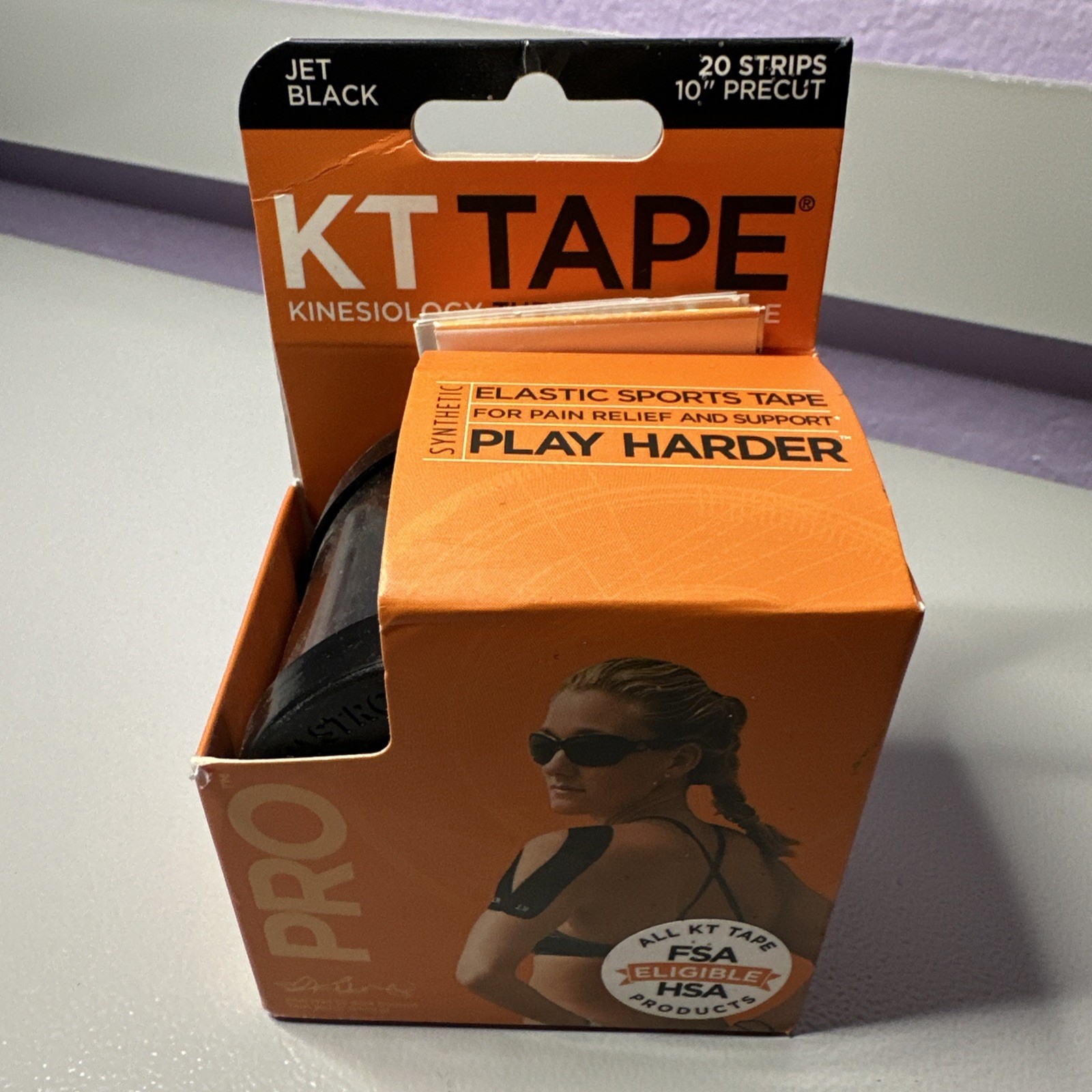 KT Tape Pro Kinesiology Therapeutic Athletic Tape 20 Strips Jet Black NIB