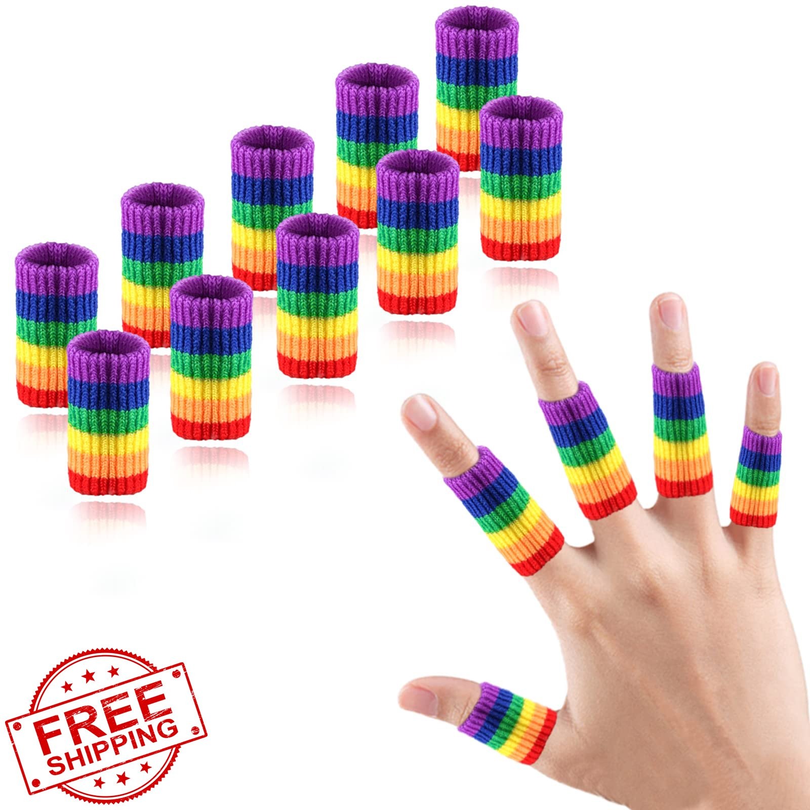 EDNYZAKRN 10pc Rainbow Finger Compression Sleeves