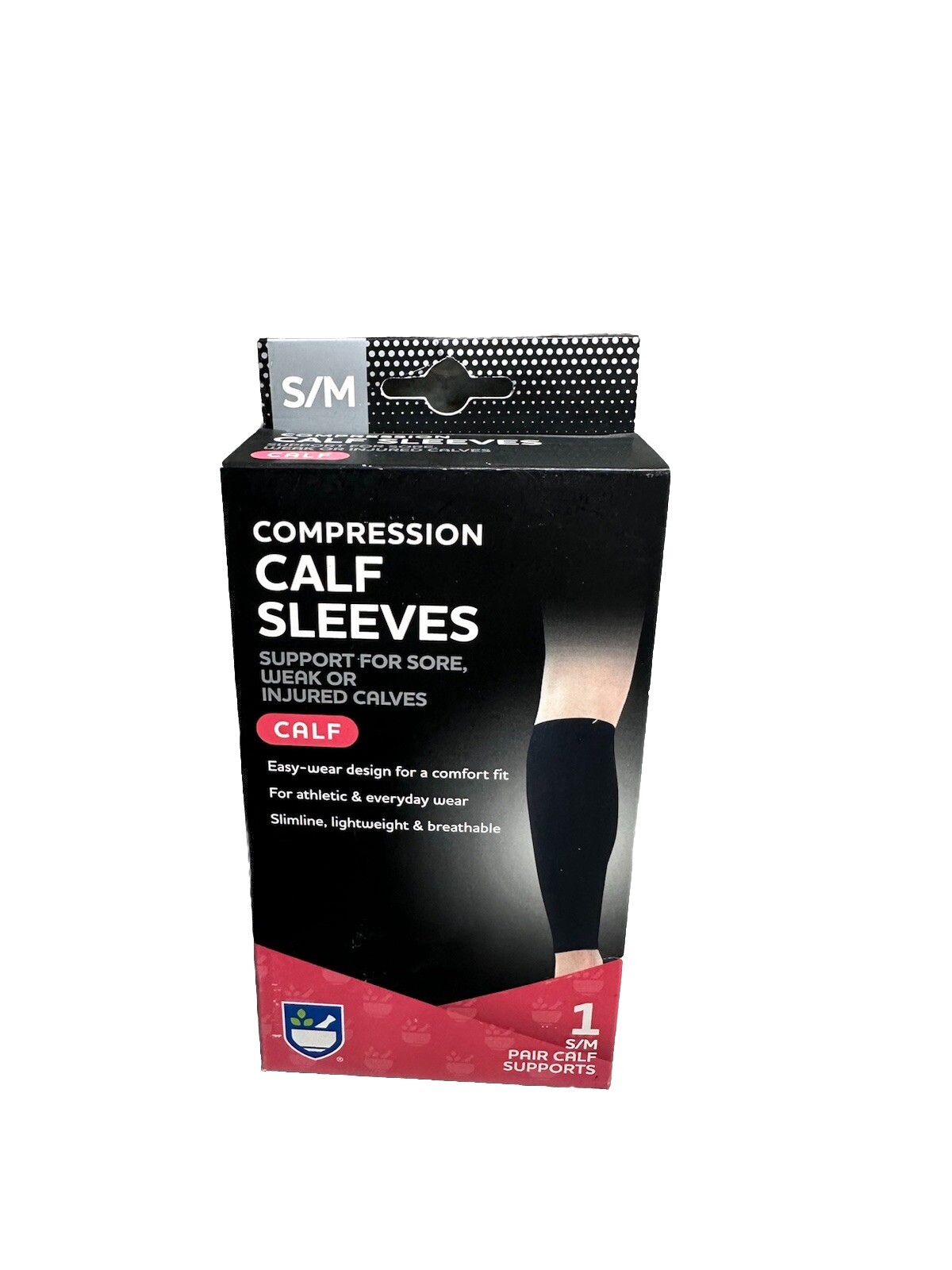 Rite Aid Compression Calf Sleeves Support for Sore, Weak, and Injured Calves S/M