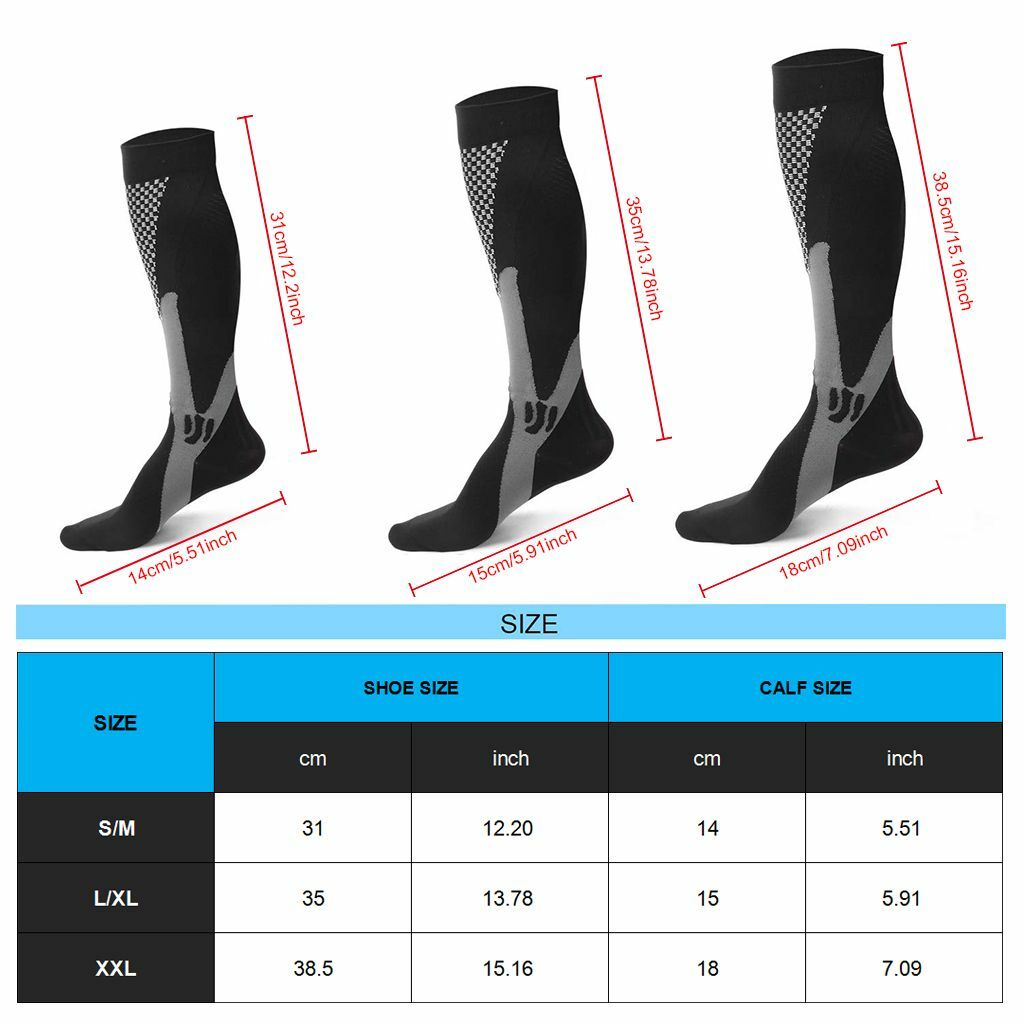 3pcs Compression Socks 20-30mmHg Support Miracle Calf Leg Sport Men Women S~XXL