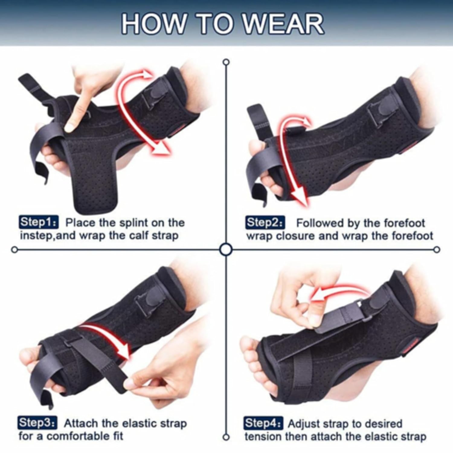 Plantar Fasciitis Night Splint for Women & Men – Adjustable Foot Brace