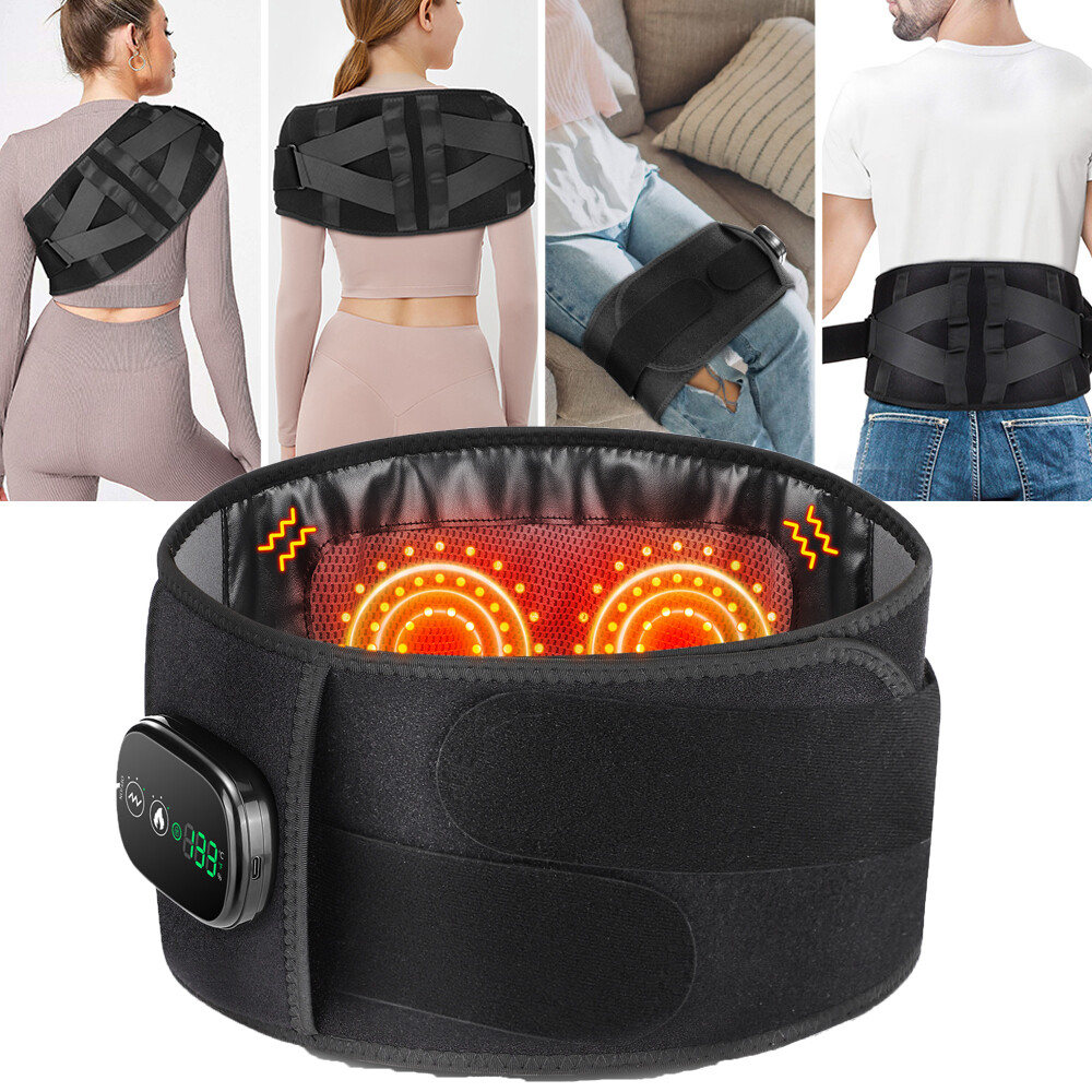 Heated Massager Brace for Back Pain Relief Waist Lumbar Vibration Massage Belt