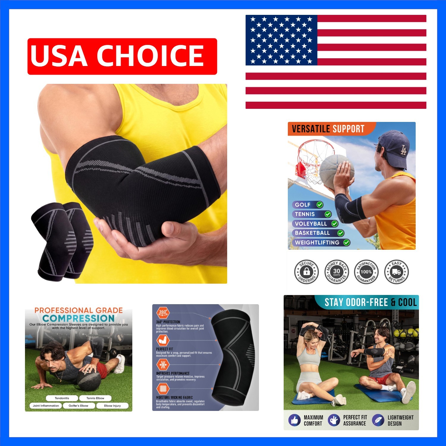 Elbow Brace 2 Pack for Tennis & Golfer’s Elbow Pain Relief – Elbow Compressio…