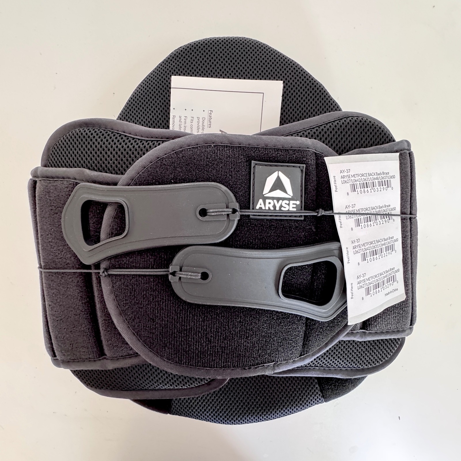 Adjustable Belt Lumbar Support Back Brace Black ARYSE MetForce AY-37 *New*