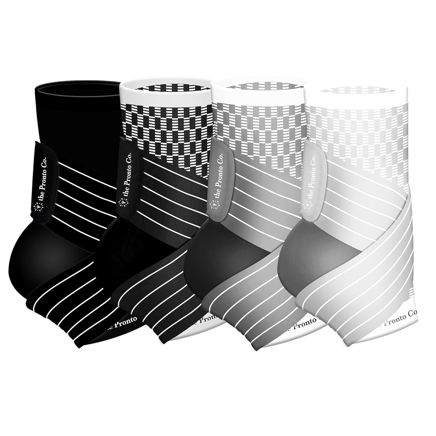 Ankle Brace Compression Sleeve 4 Pack Adjustable Strap Plantar Fasciitis Support