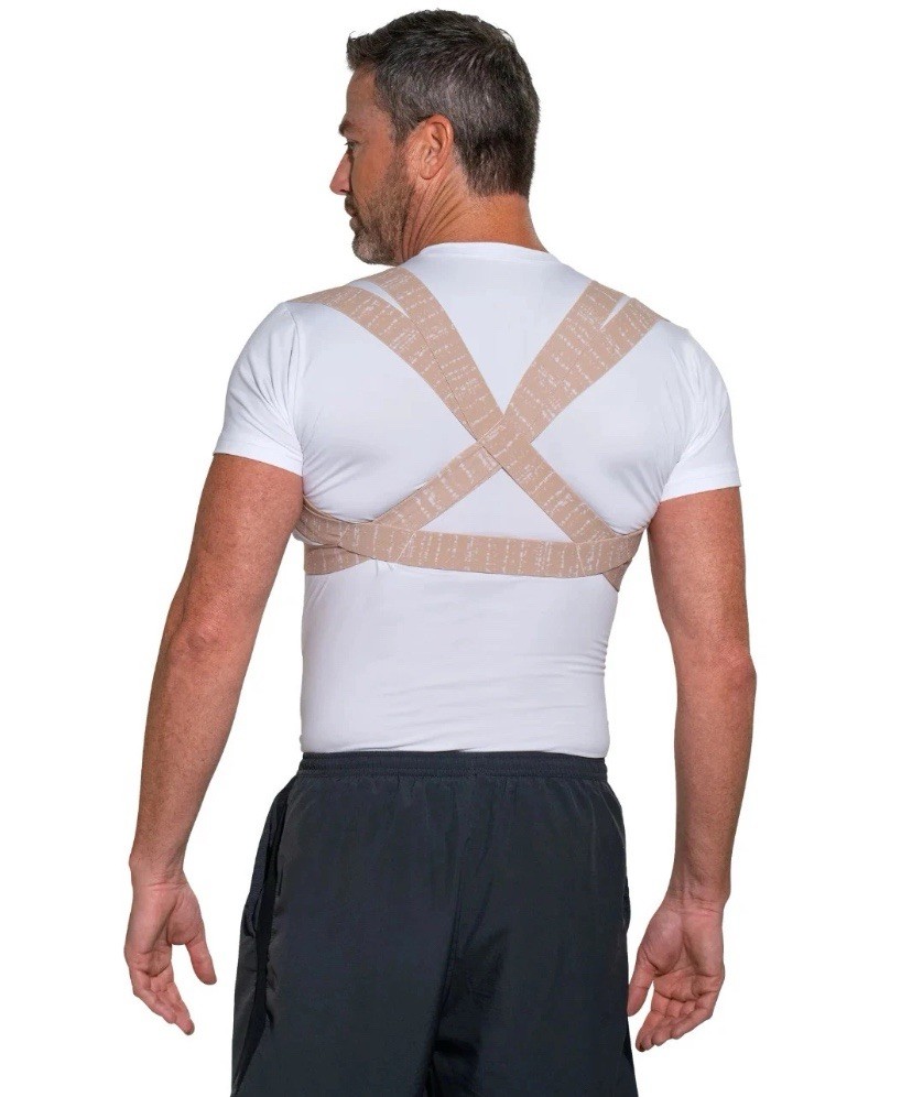 BackEmbrace Posture Support Back & Shoulder Brace Strap, Beige, Size M/L unisex