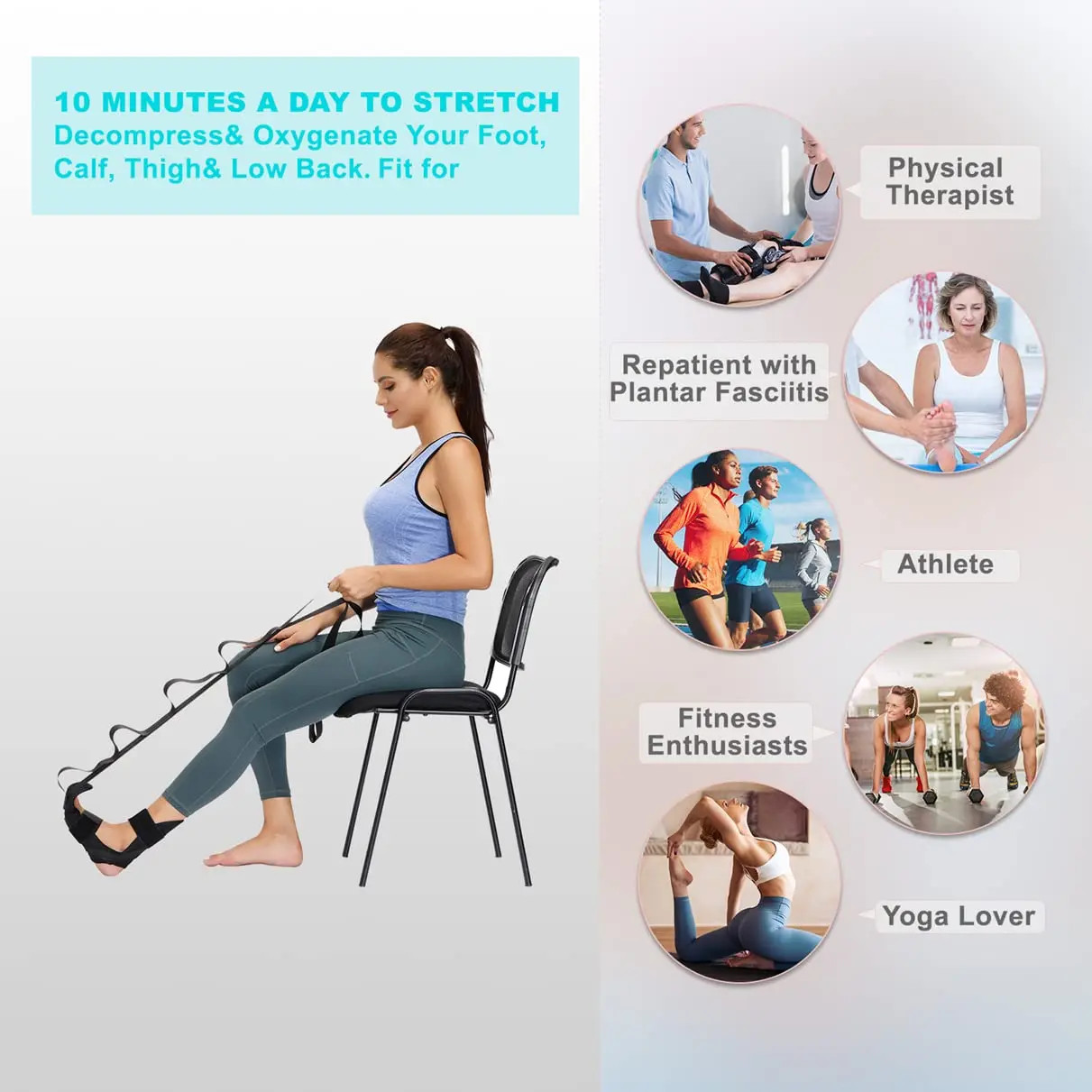 Leg Stretching Band Yoga Flexibility Strap Rehab Fitness Foot Stretch Tool Rope