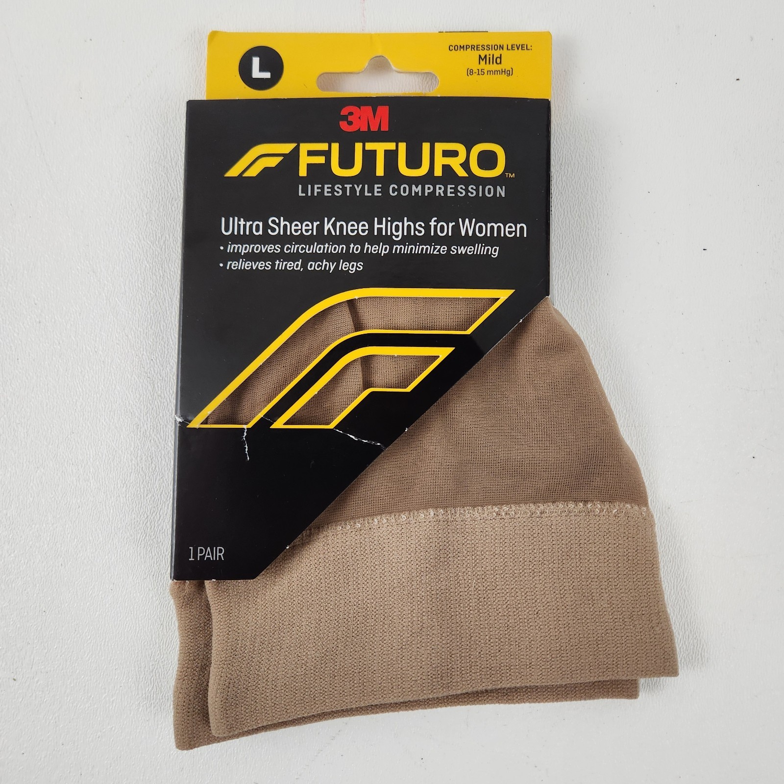 FUTURO Women’s Knee Highs Compression Ultra Sheer Nude LARGE