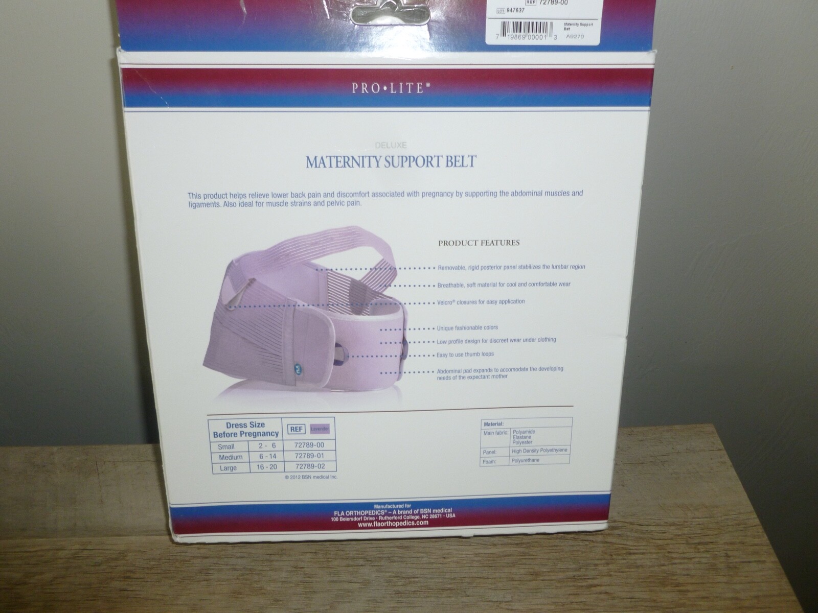 FLA Orthopedics Pro Lite Deluxe Maturnity Support Belt, Small, Lavender F/S!