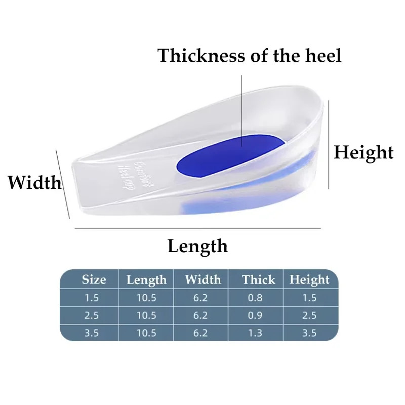 Silicone Height Increase Insoles for Men Women Shoes Inserts Invisible Heighteni