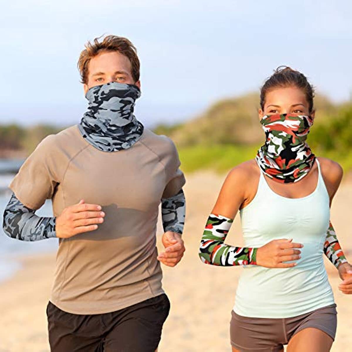 3 Pcs Compression Sport Arm Sleeve Baseball Football Sleeves Sun Protection+Mask