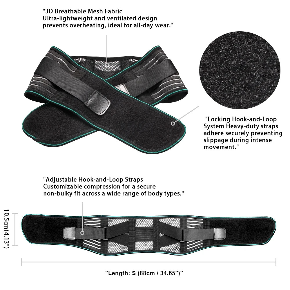 Adjustable Lumbar Support Belt Breathable Waist Support Brace S-XL Unisex