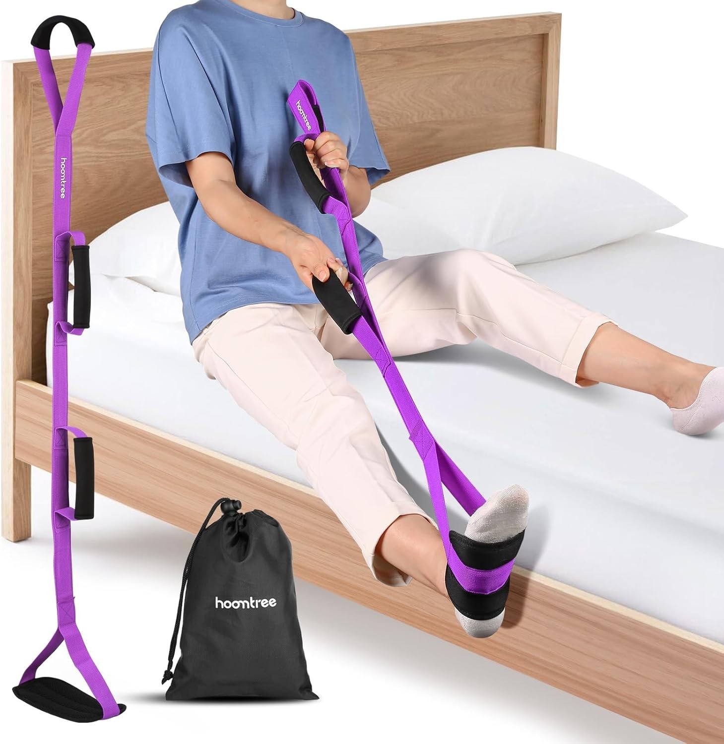 39” Long Leg Lifter Strap with Padded Handgrips and Feet Loop,Rigid Leg Lift…