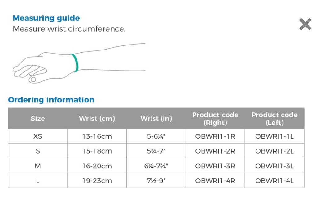 OrthoBrace OrthoWrist Medium Left Item# OBWLI1-3R