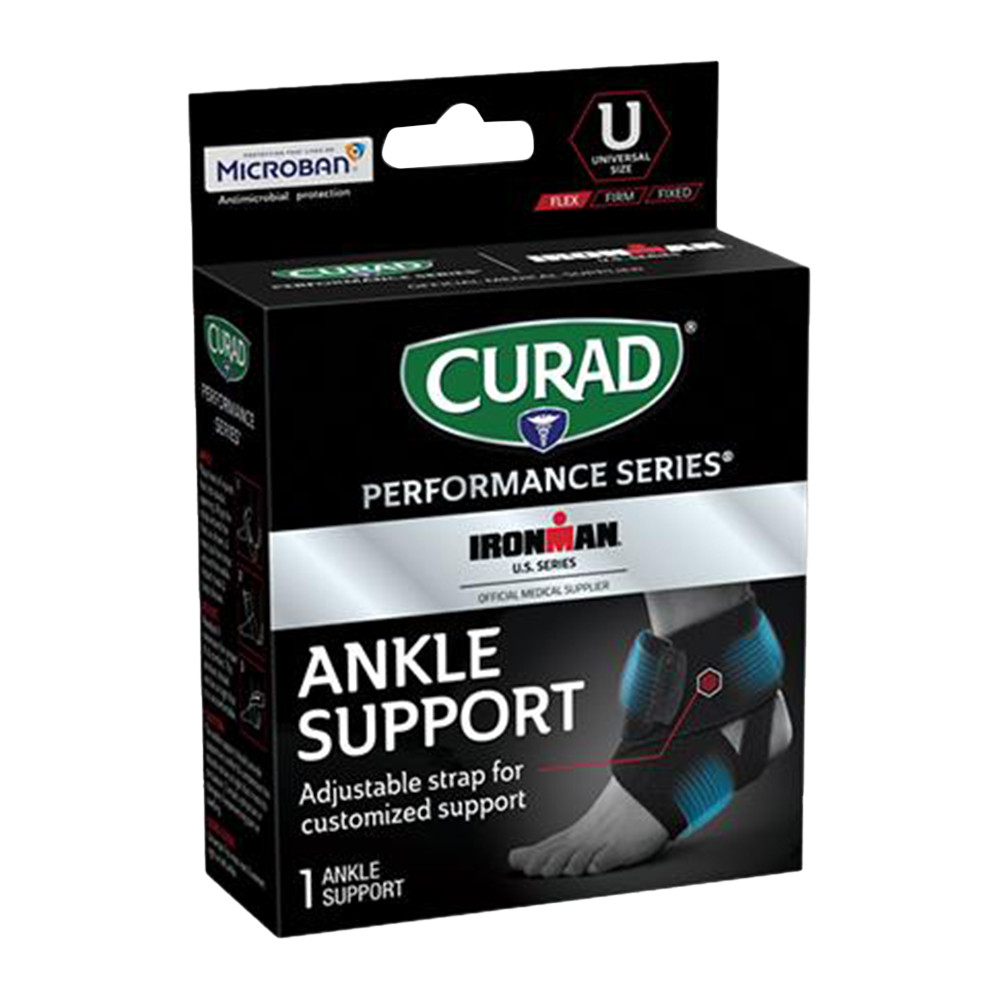Curad Adjustable Wrap-Around Ankle Support with Open Heel Universal Size