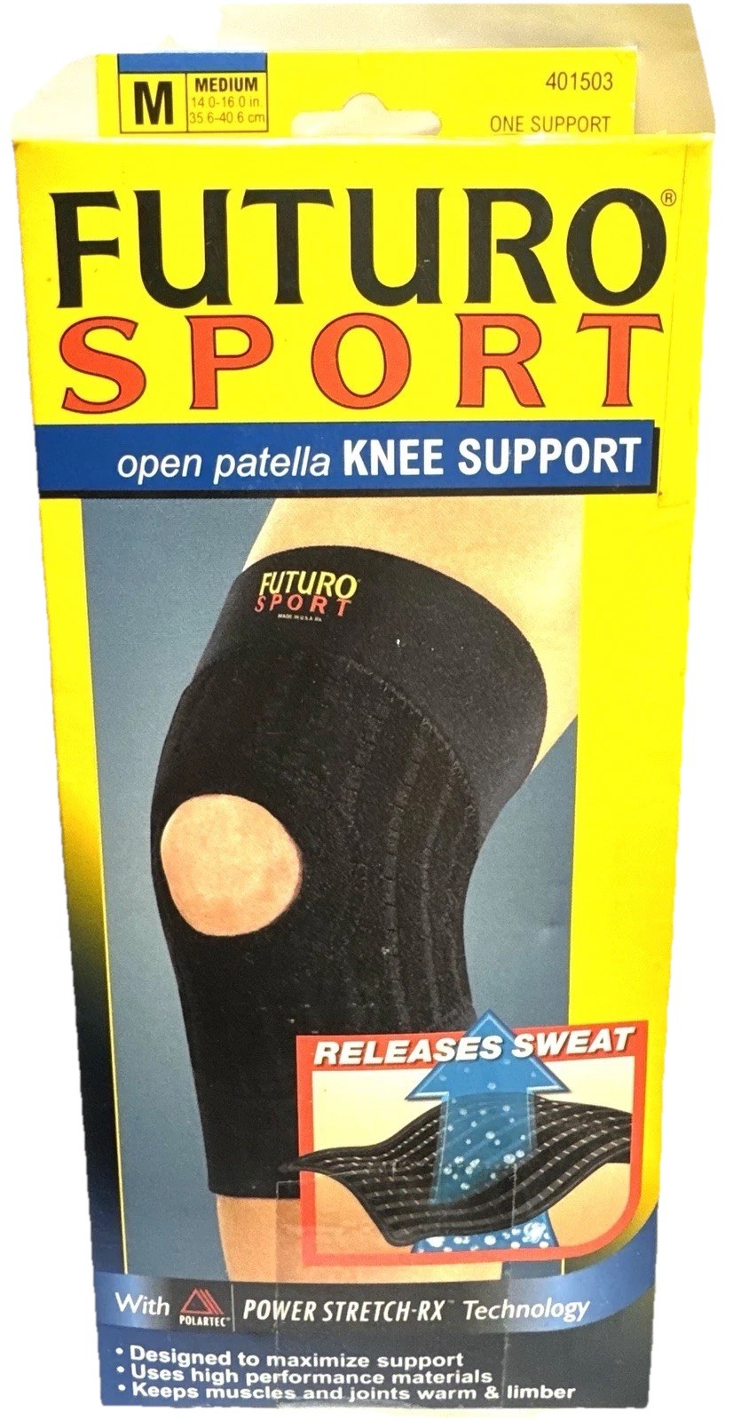 1 futuro sport open patella knee support medium scuffed box