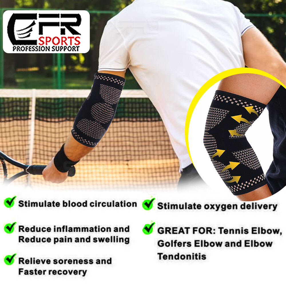 Copper Elbow Brace Support Compression Sleeve Arthritis Joint Pain Band Workout
