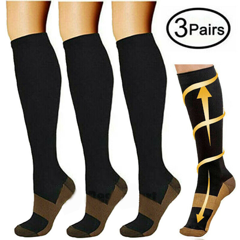 3Pair Compression Stockings Knee High Therapeutic Socks Support Thigh 20-30 mmHg