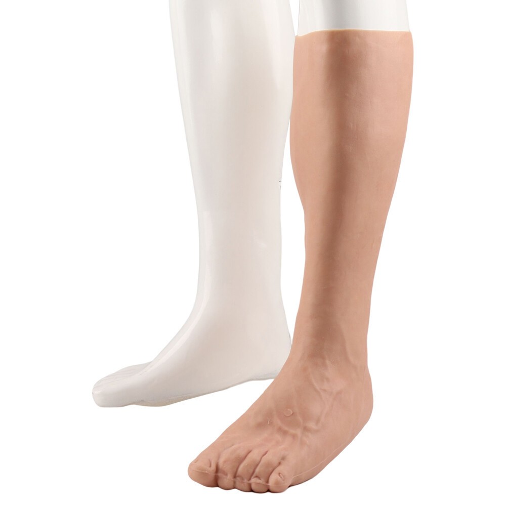 Highly Simulated Skin Silicone Prosthesis Foot Sleeve Leg Cover Scars CD
