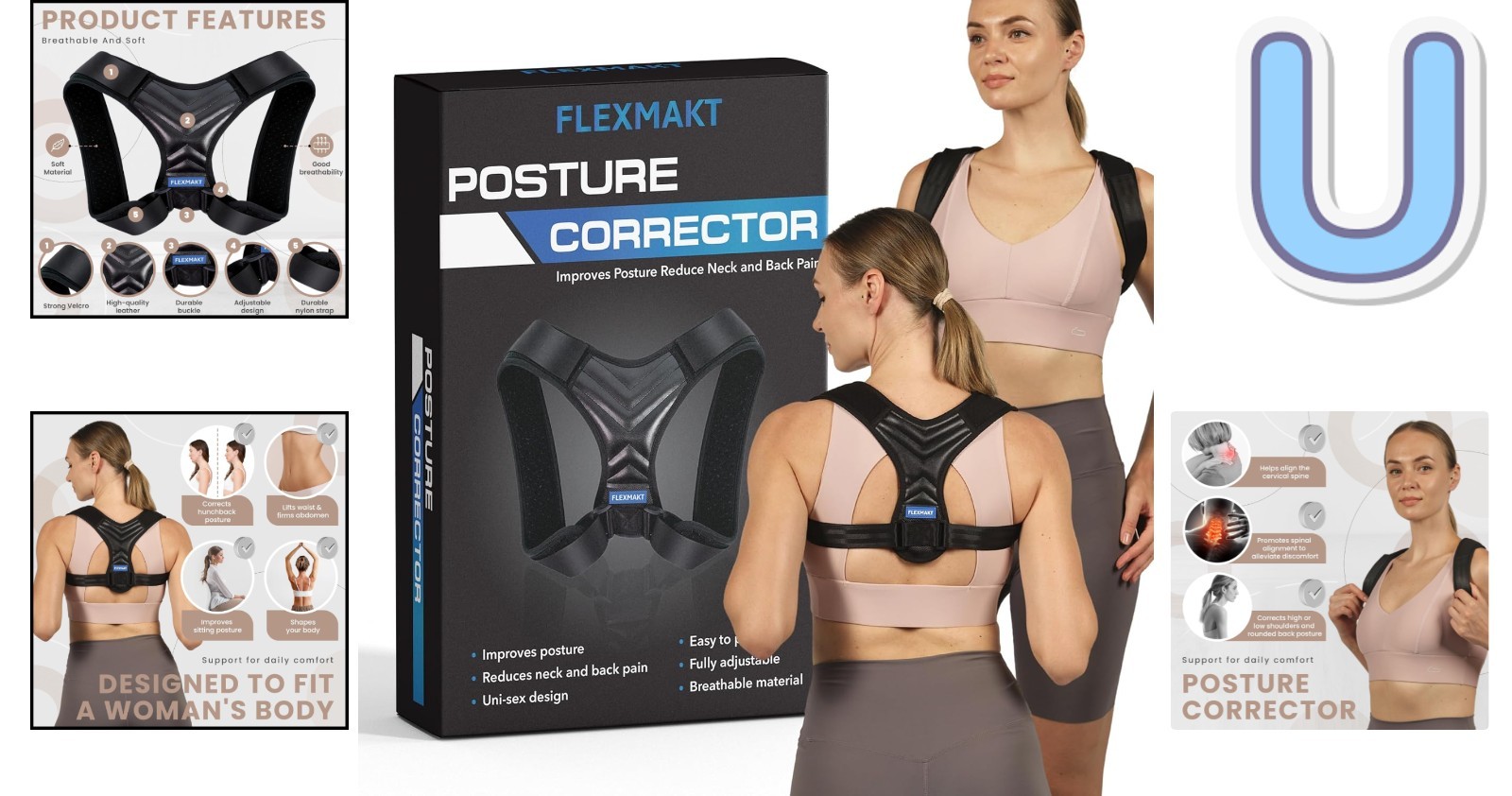 Women’s Adjustable Back Brace – Full Spine Support, Pain Relief, & Comfort – M/L