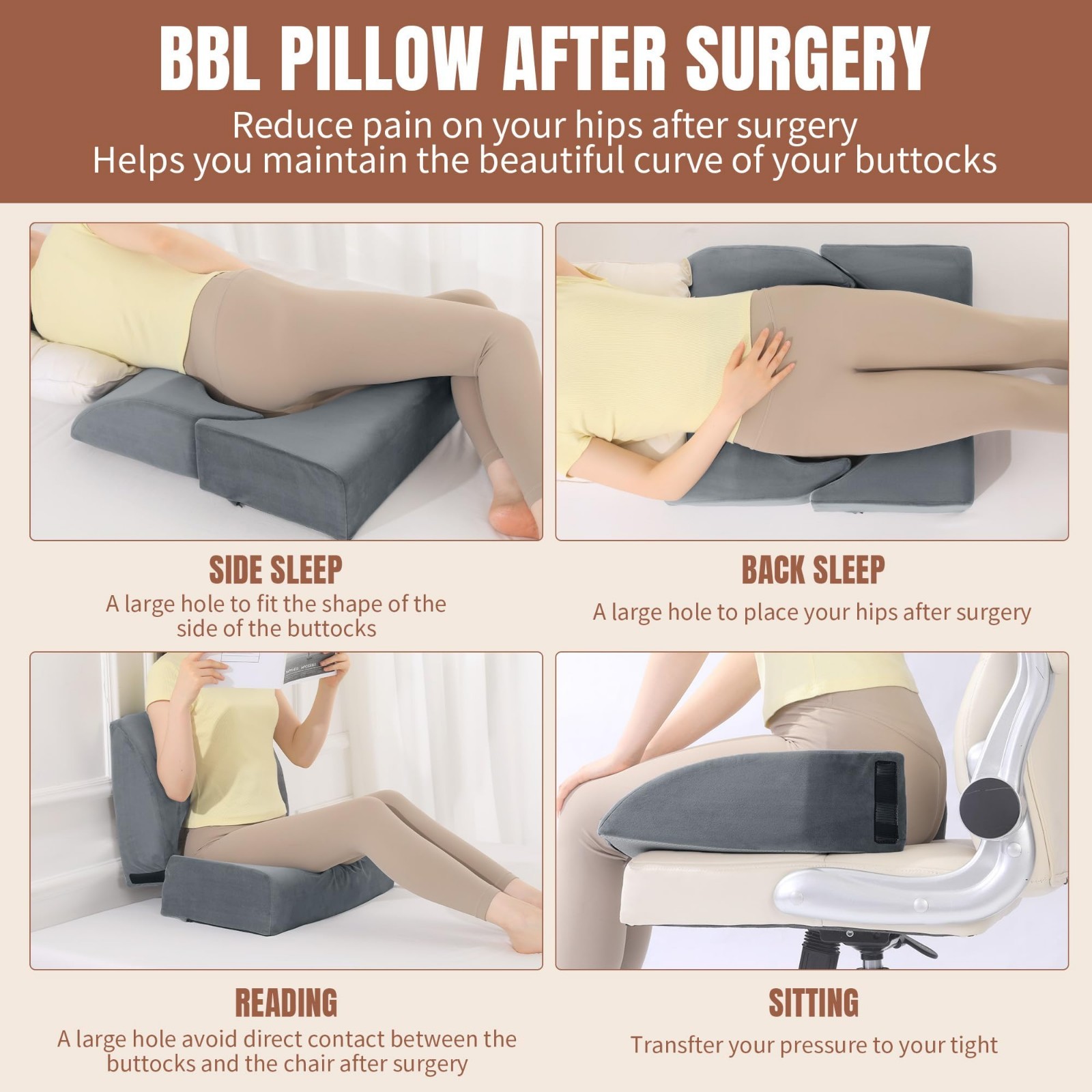 Adjustable BBL Pillow for Post Surgery Recovery | High Density Foam Butt Support