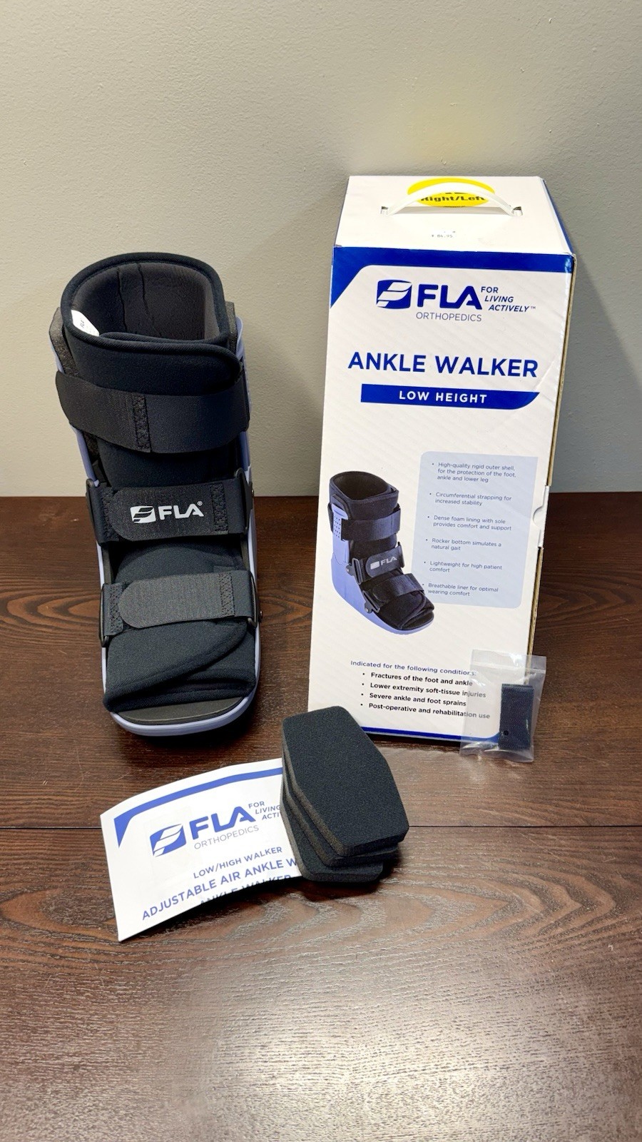 FLA Orthopedics Ankle Walker Low Height XL Right/Left Adjustable Boot 75708-15