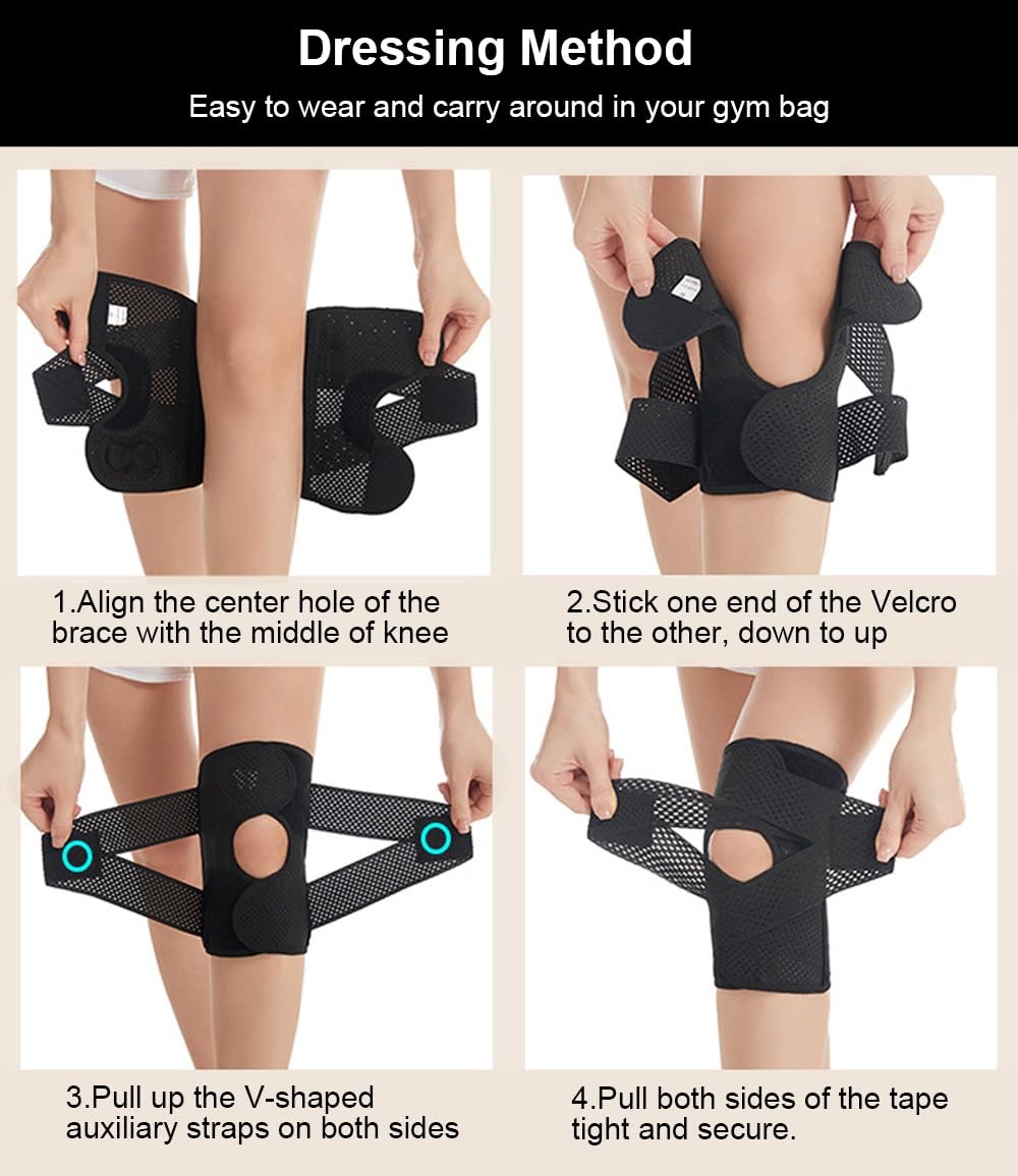 Knee Brace Adjustable Compression Support with Stabilizers for Pain Relief