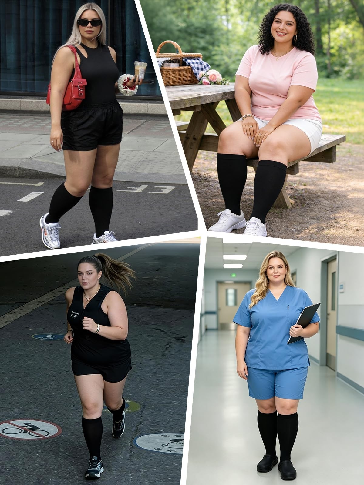 Toeless Plus Size Compression Socks for Women Open 5X-Large-6X-Large, Black