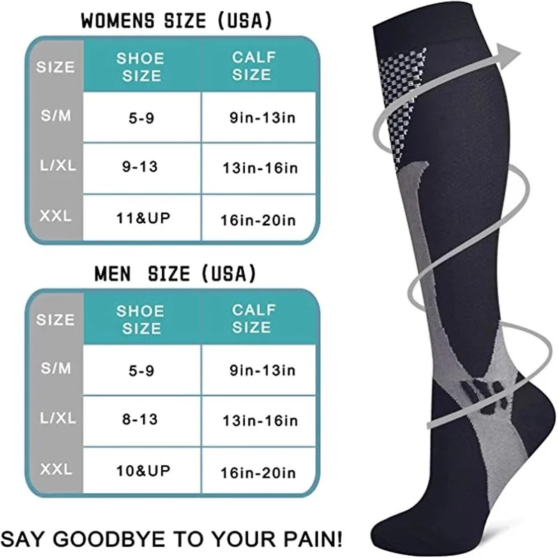 Running Men Women Compression Socks For Football Anti Fatigue Pain Relief 20-30