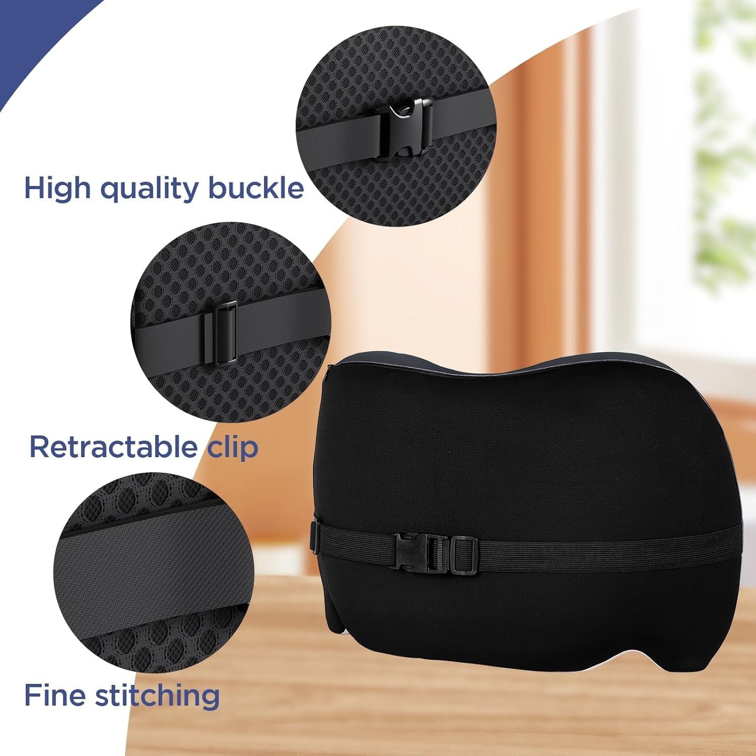 BYMECOST Lumbar Support Pillow Memory Foam Office Chair Car Back Cushion