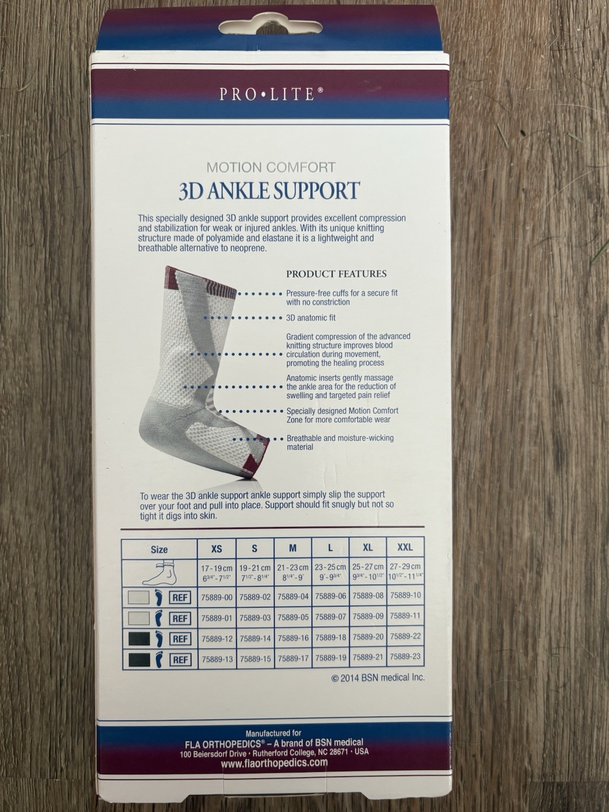 Pro-Lite Motion Comfort 3D Ankle Support Sz. M For Right Ankle FLA Orthopedics