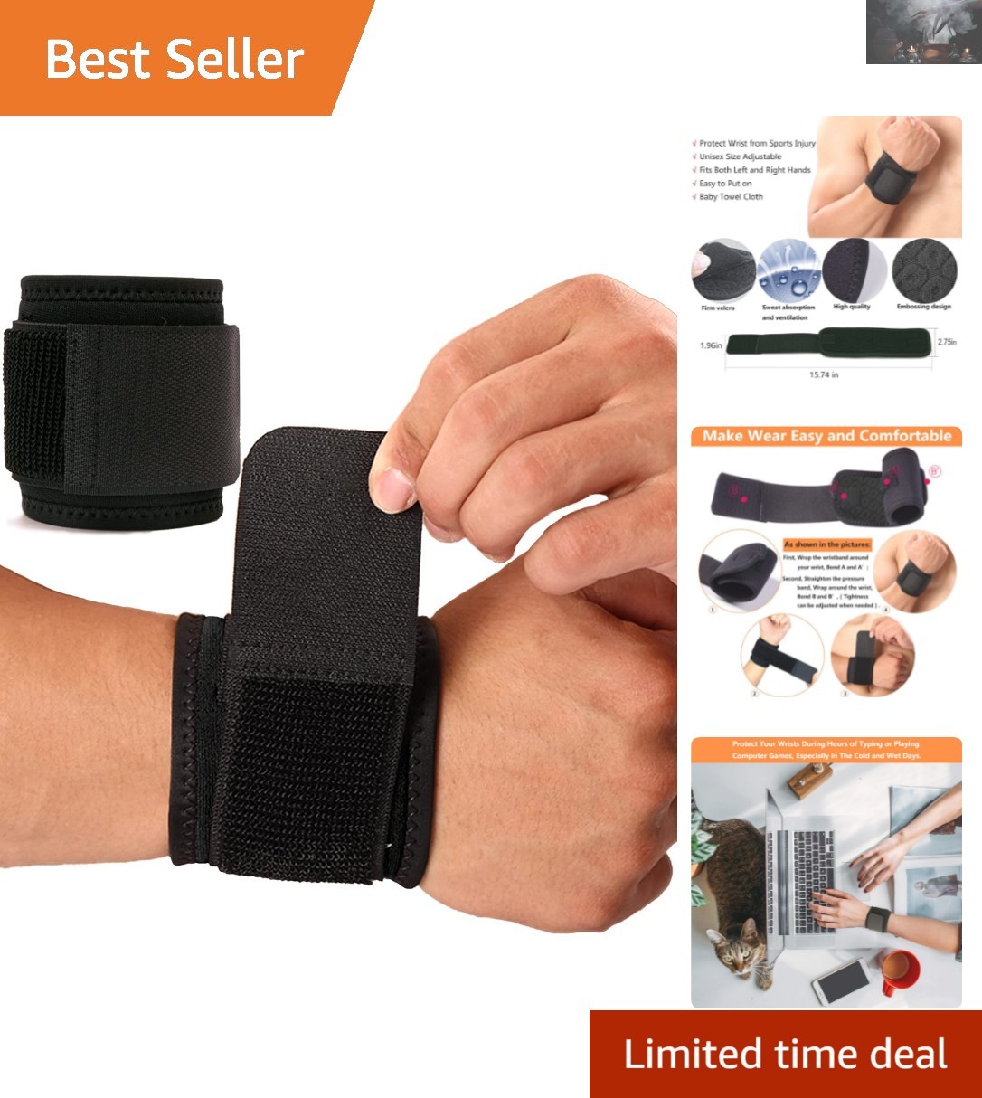 Comfortable 2-Pack Wrist Straps – Adjustable Pain Relief for Active Lifestyles