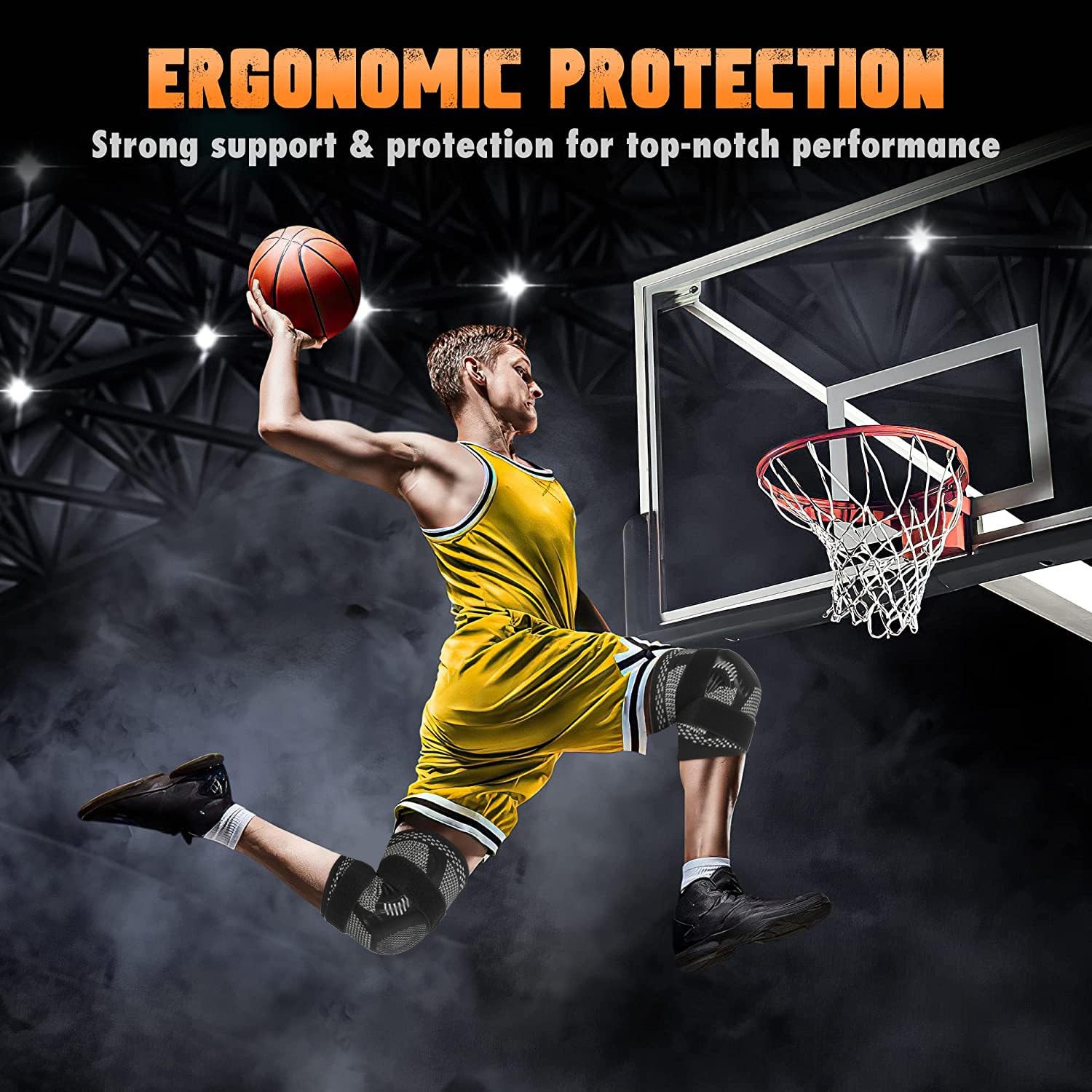 EUREKAWA Knee Brace with Non Slip Seam Strip – XXX-Large, Dark Gray