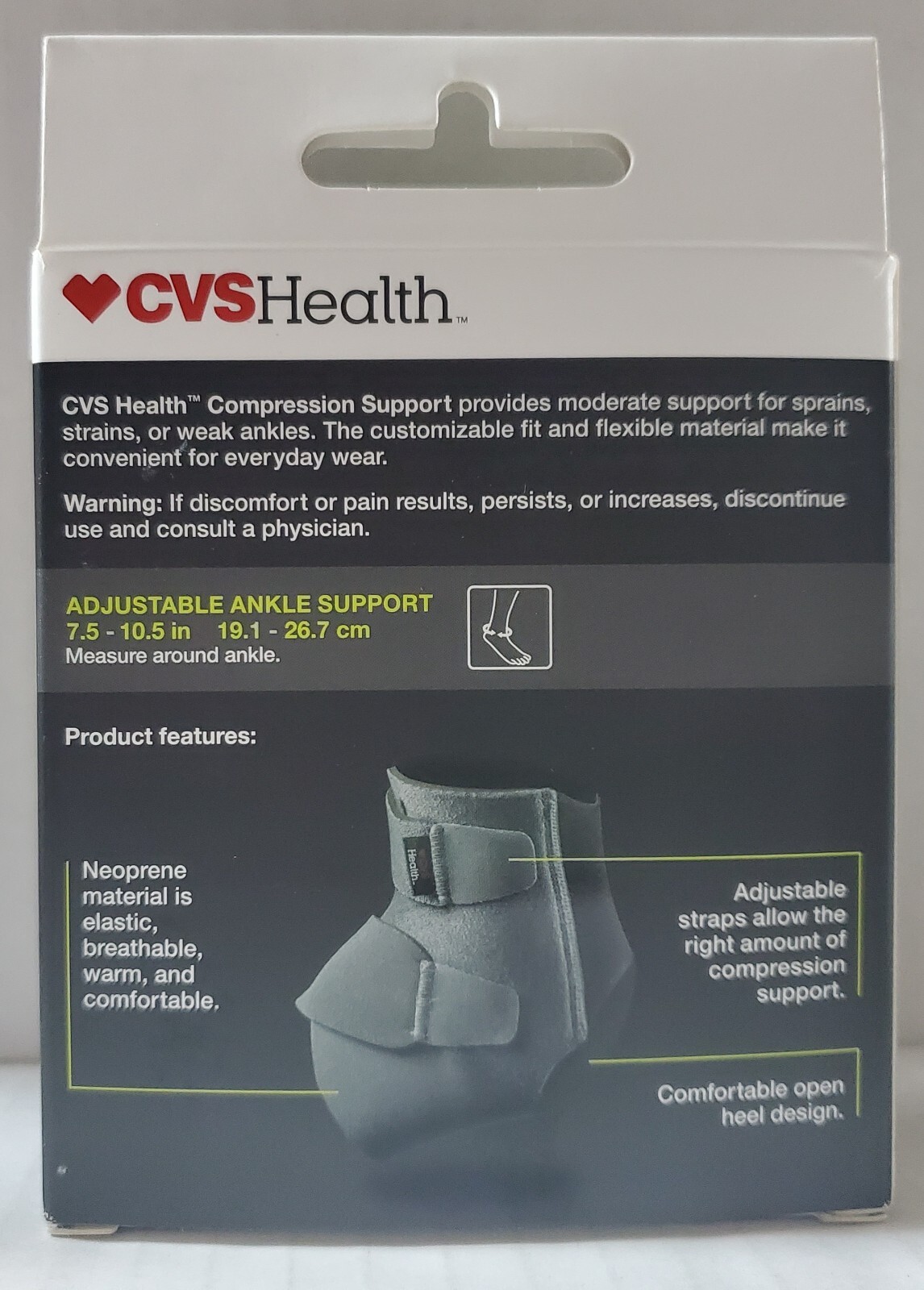 New! CVS Ankle Compression Support One Size Moderate Support