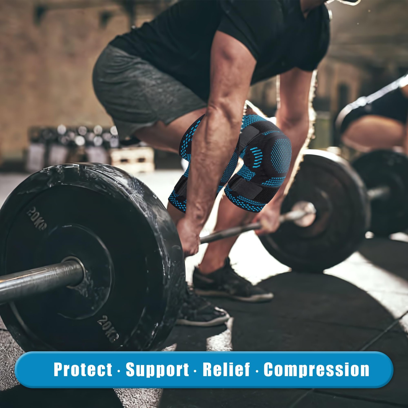 EUREKAWA Knee Brace with Non Slip Seam Strip – XXX-Large, Dark Gray