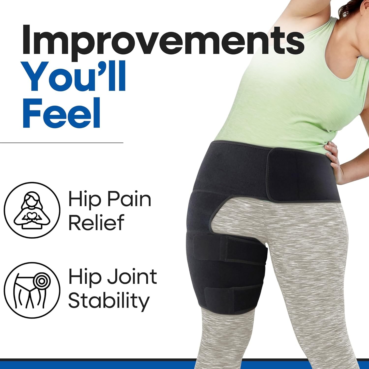 Plus Size Hip Brace Thigh Compression Sleeve | Sciatica Pain Large, black