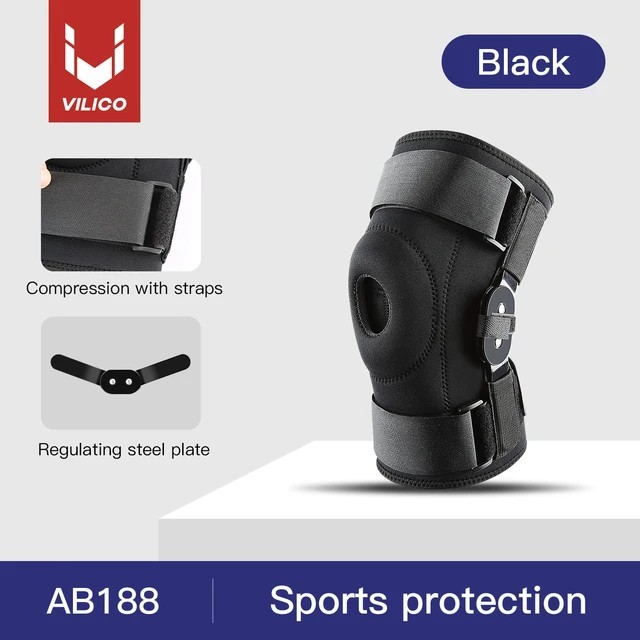 Hinged Knee Brace Compression Sleeve Joint Support Open Patella Stabilizer Wrap