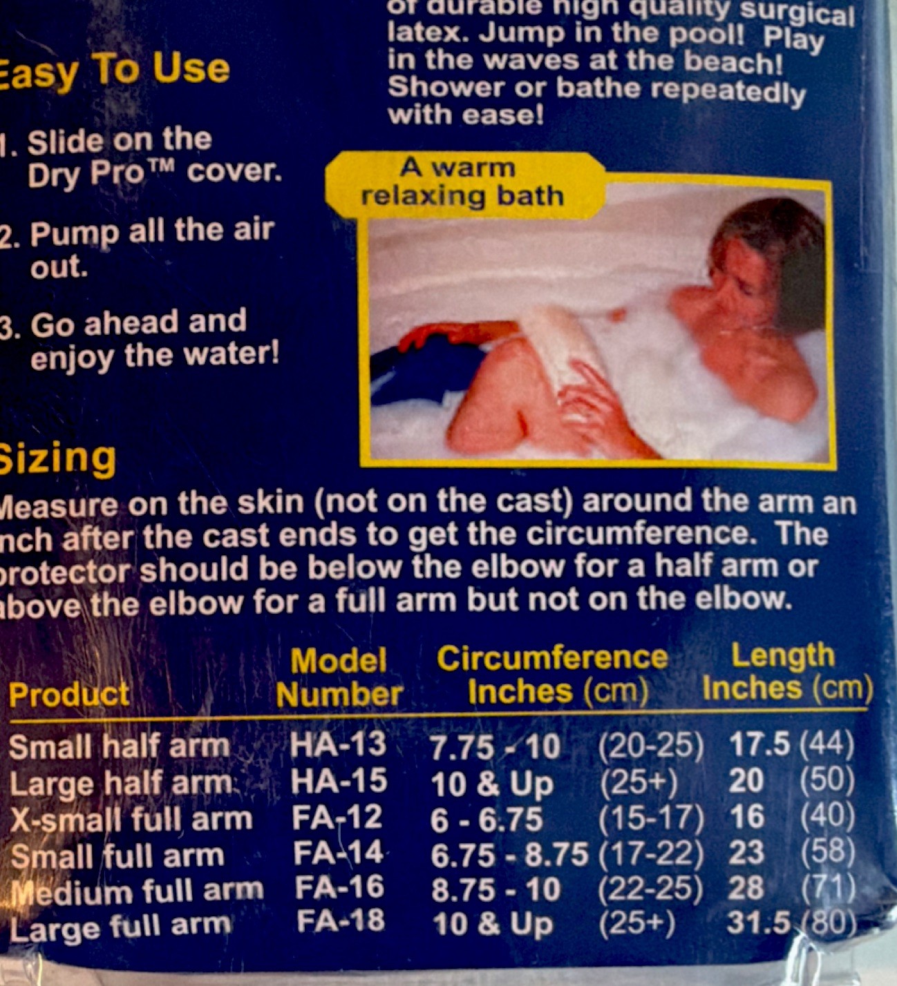 DryPro Waterproof Arm Protector Large Full Arm FA-18 Vacuum Seal Latex Blue