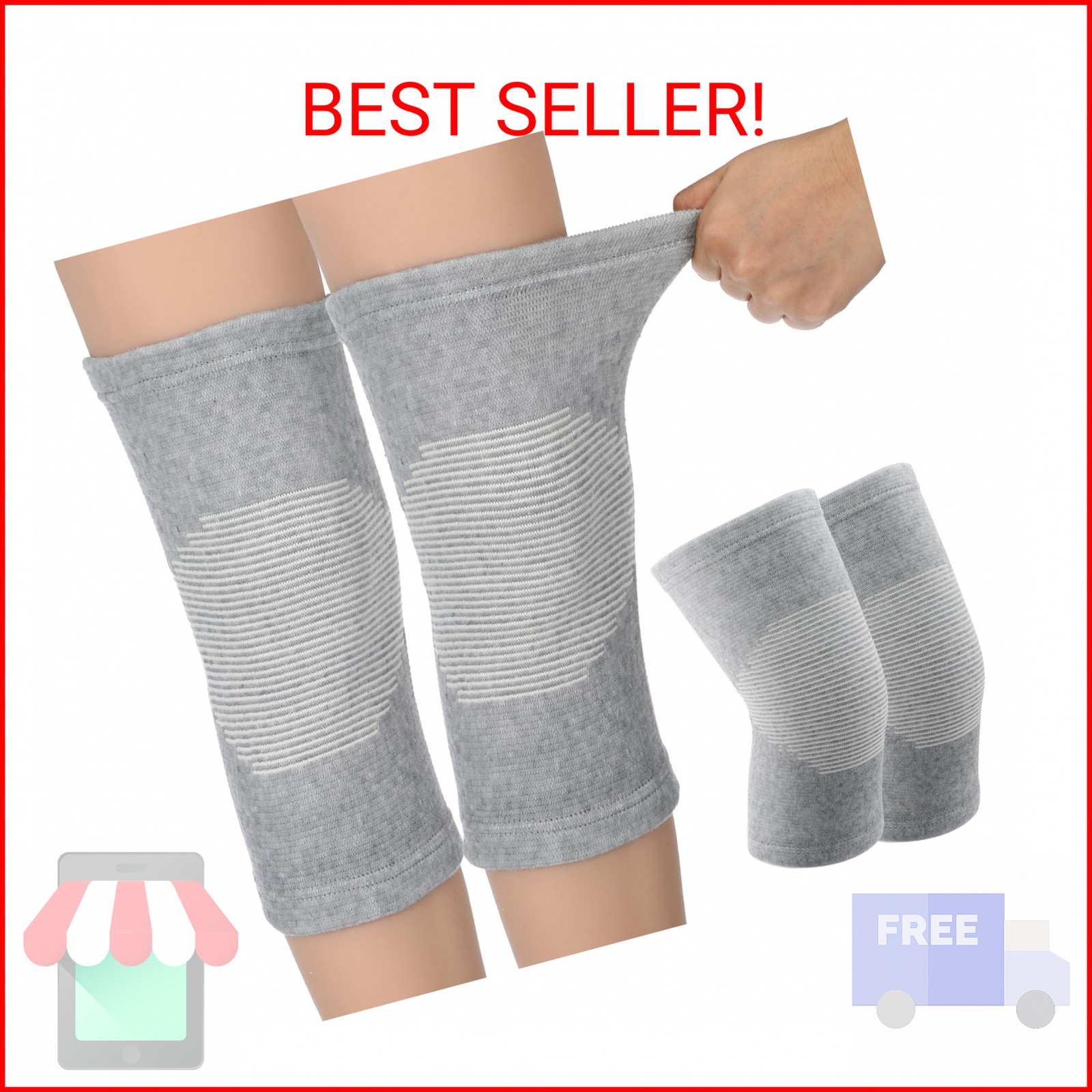 Sibba Bamboo Knee Sleeve Compression Knee Brace Elastic Support Breathable Knee