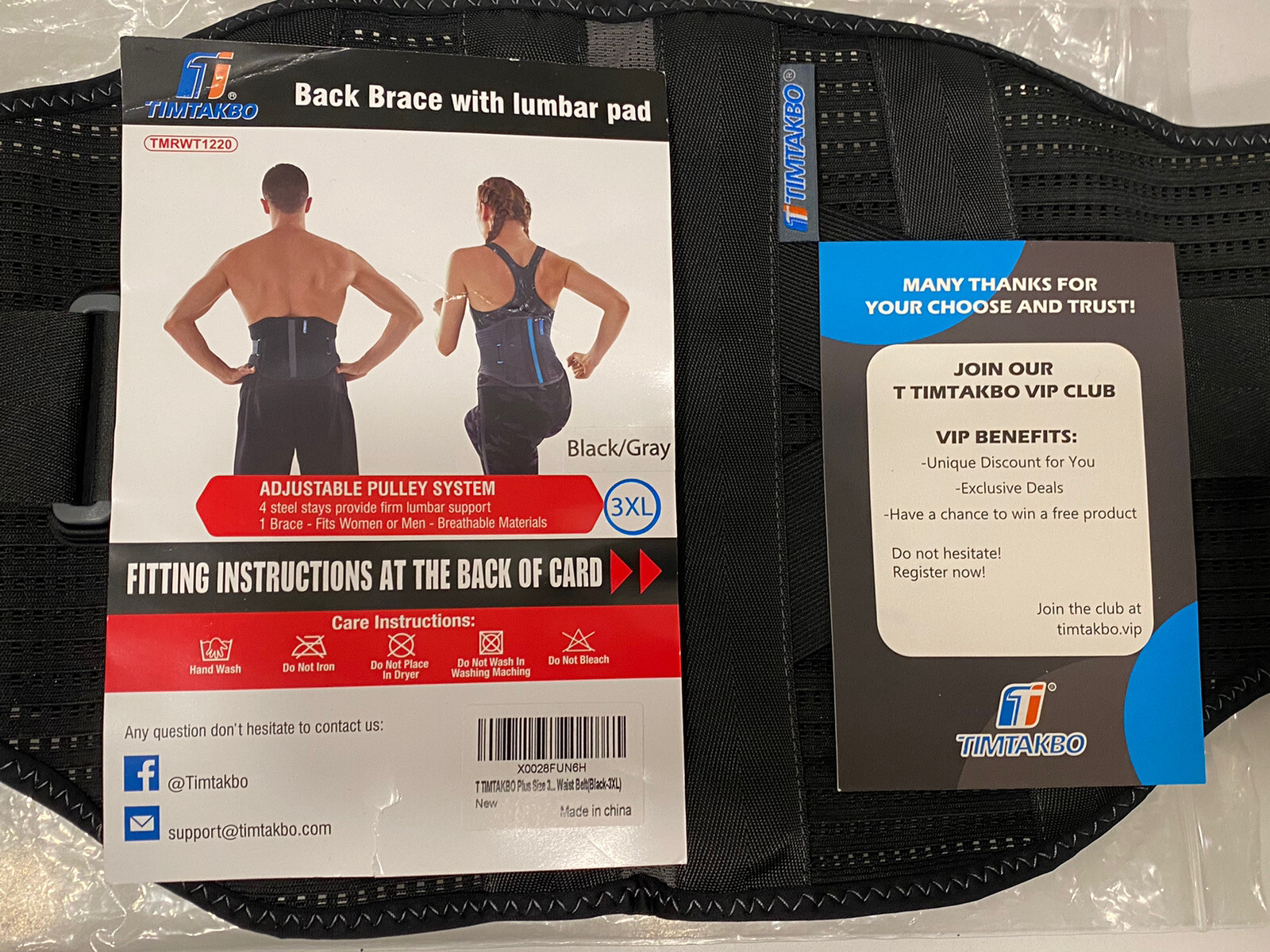 New Timtakbo 3XL Lower Back Brace/ Support Waist Belt Men/Women Pain Relief