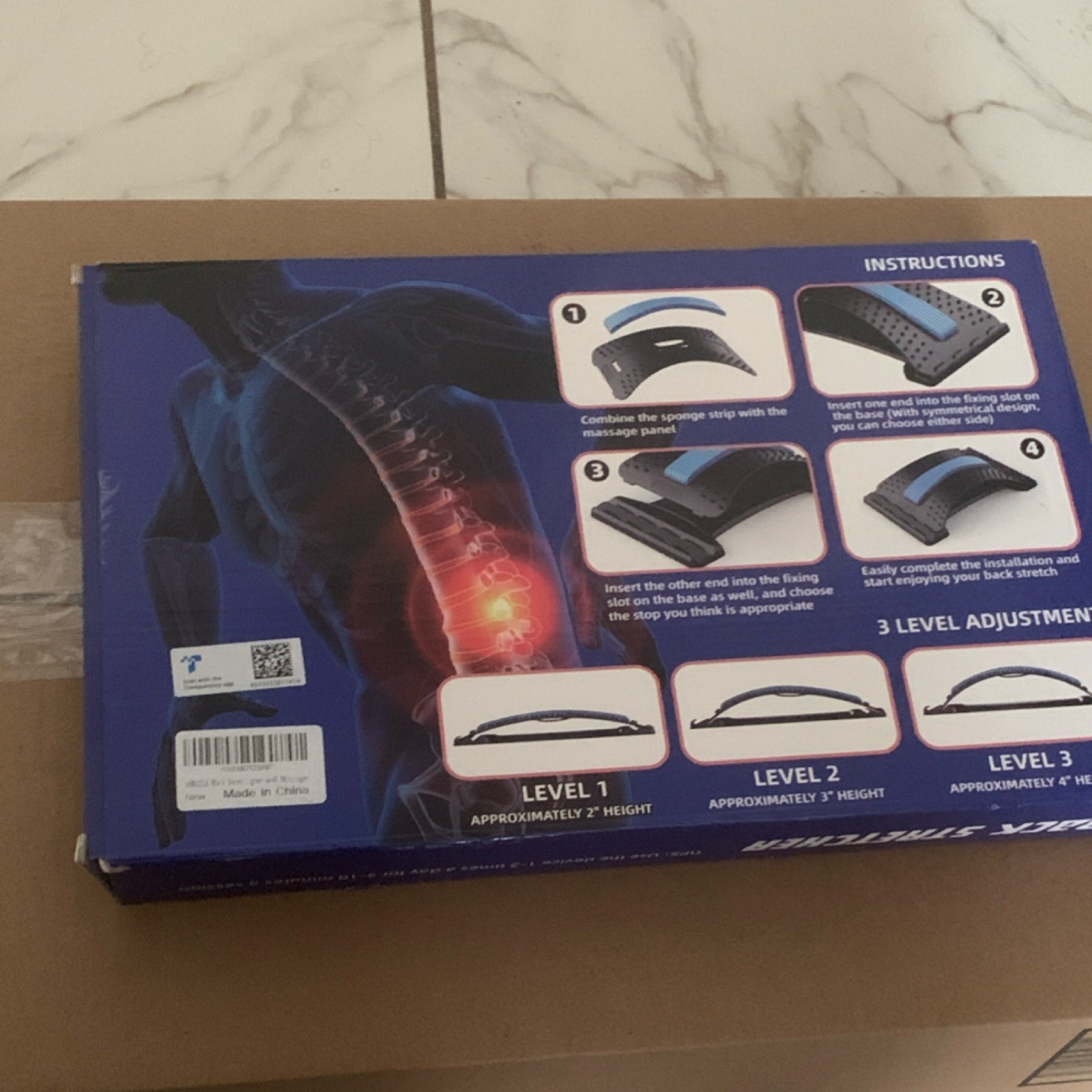 Adjustable Back Stretcher, Acupressure Massage Points, ABS Plastic, NBR Foam