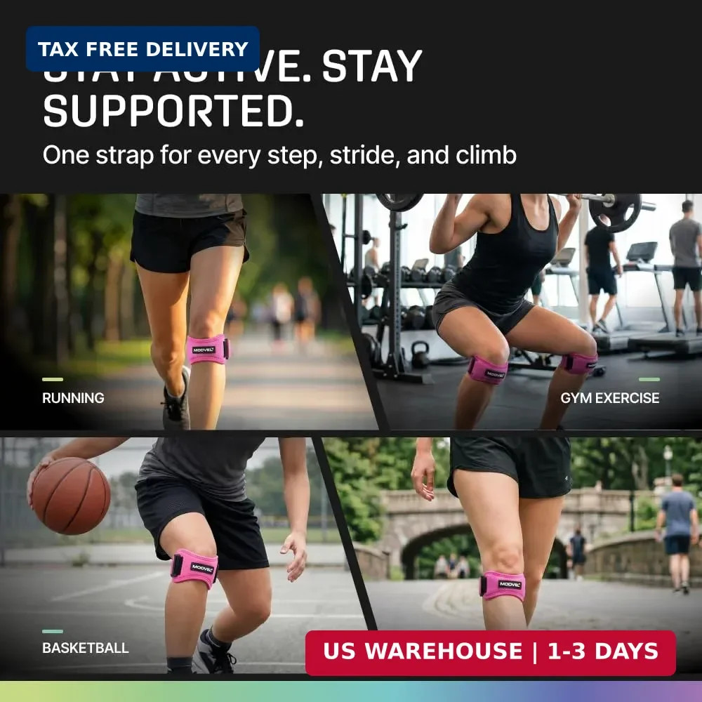 Modvel Knee Strap Patella Tendon Support Brace Band, One Size, 2-Pack | Adjustab