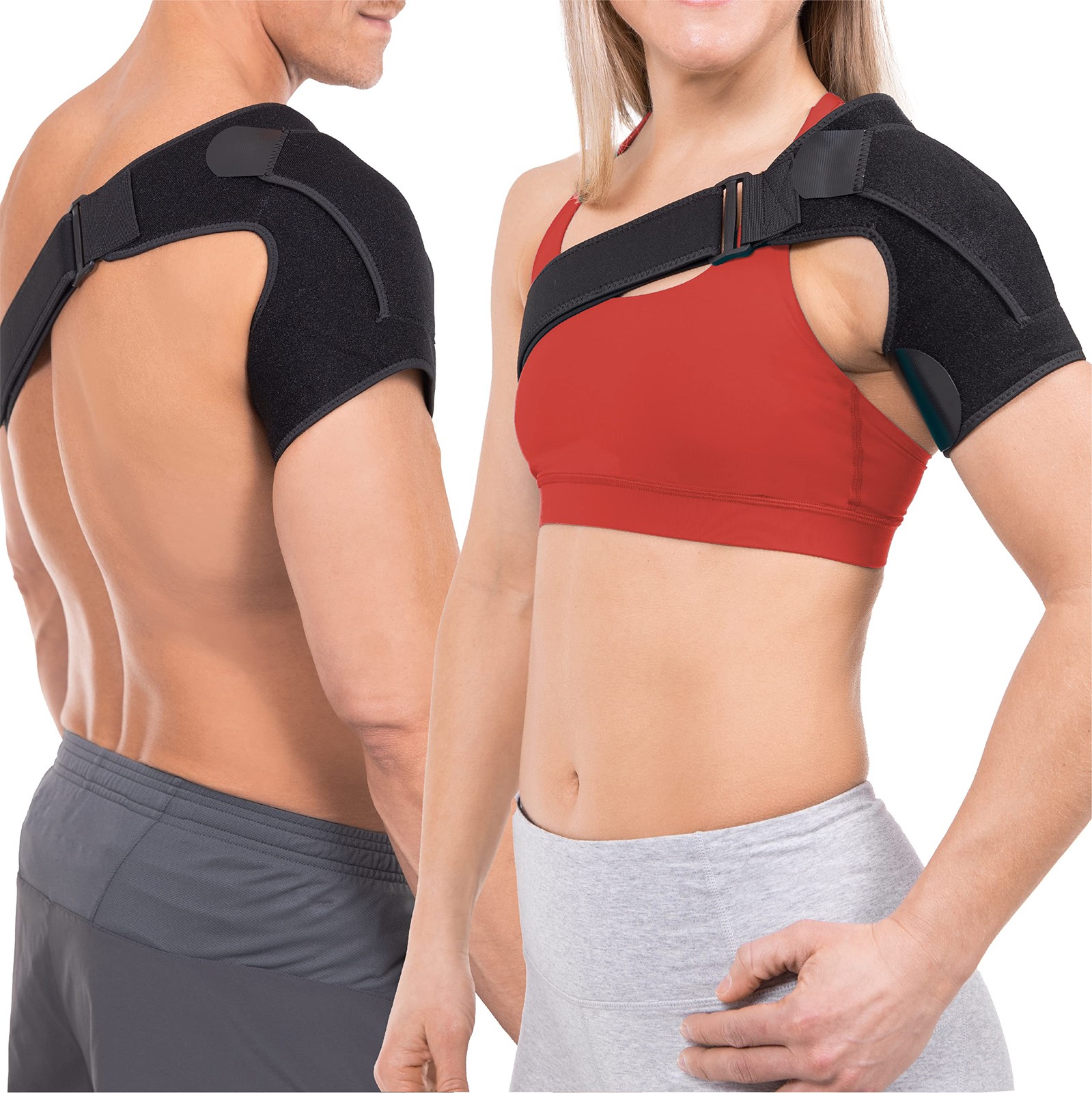 BraceAbility Shoulder Support Brace – Compression Copper Arm L/XL, Black