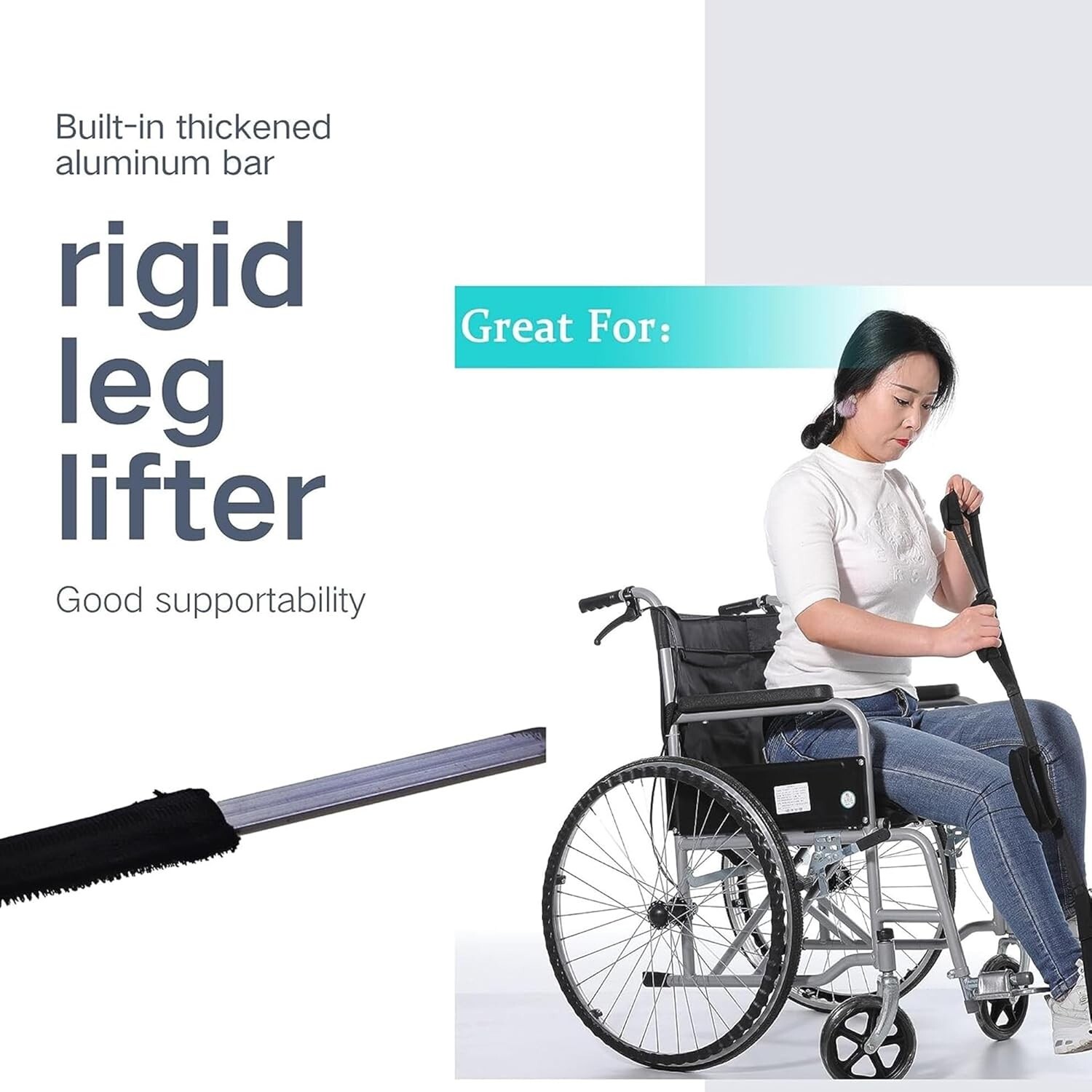 Correa para levantar piernas largas – 35-44 pulgadas, ajustable múltiples bucles