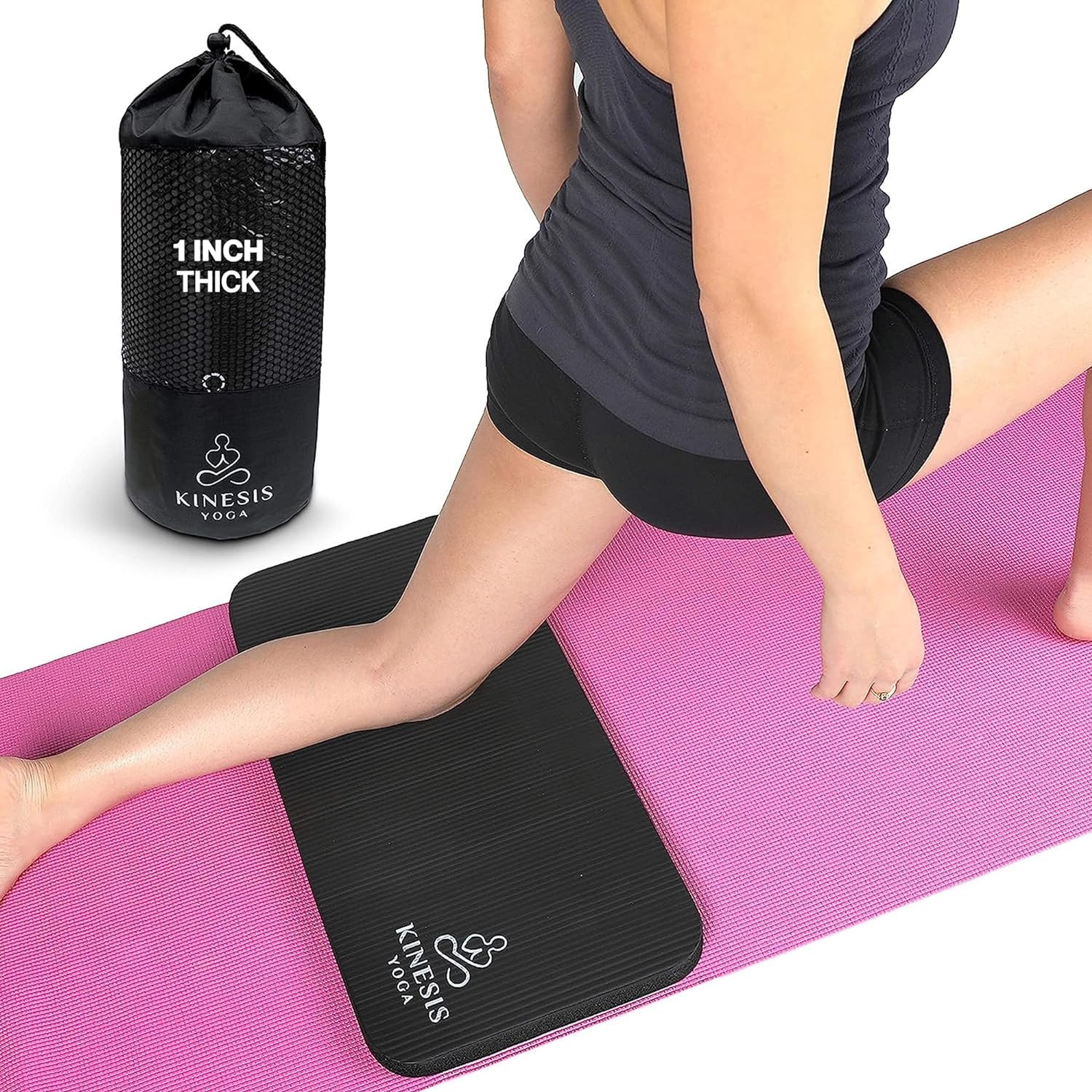 Extra Thick Knee Pad Cushion 1 Inch for Pain-Free Yoga – Mesh Bag Included