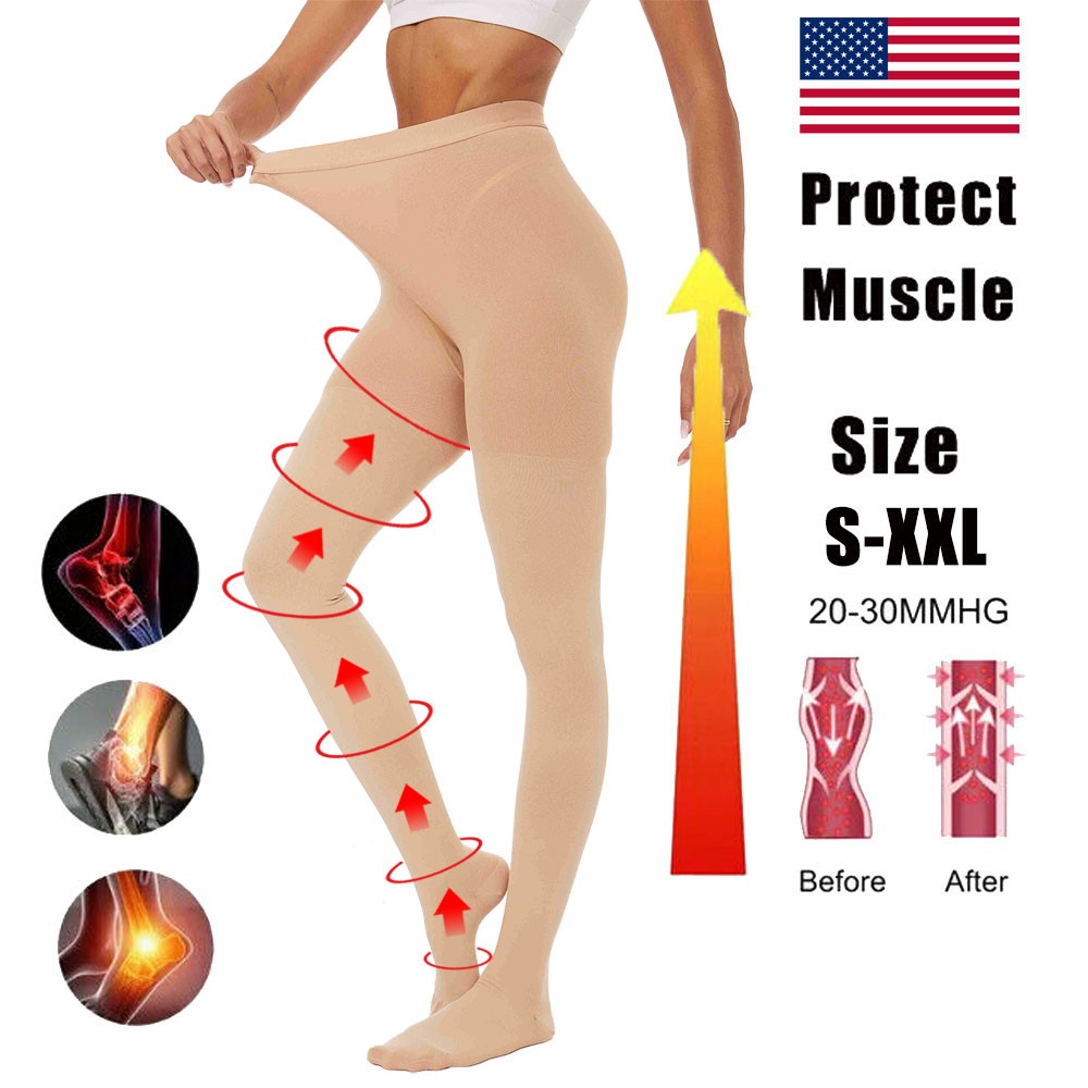 20-30 mmHg Women Medical Compression Pantyhose Stockings Varicose Veins Open Toe