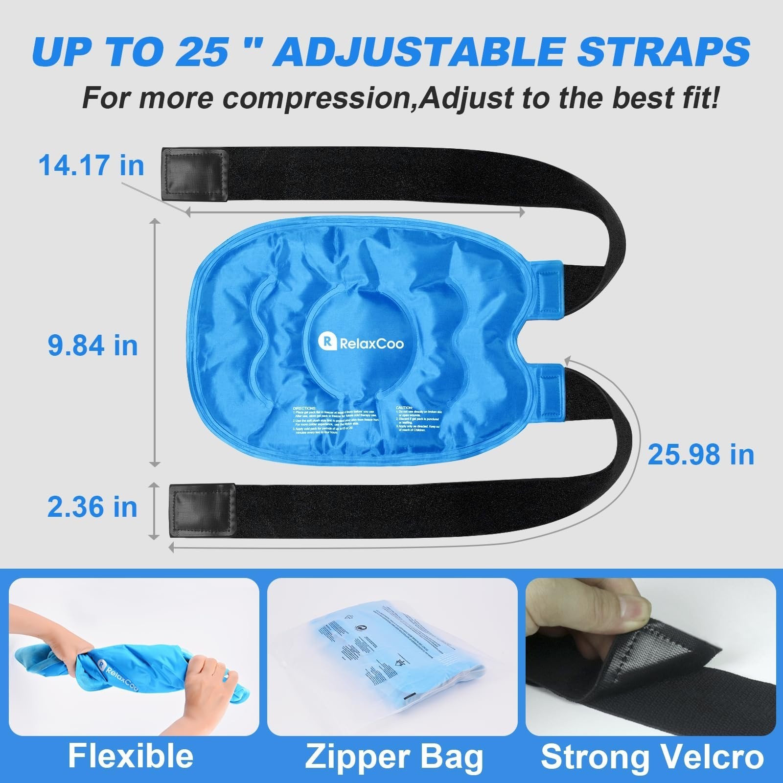 RelaxCoo Ice Pack for Knee Pain Relief, Reusable Gel Wrap, Blue